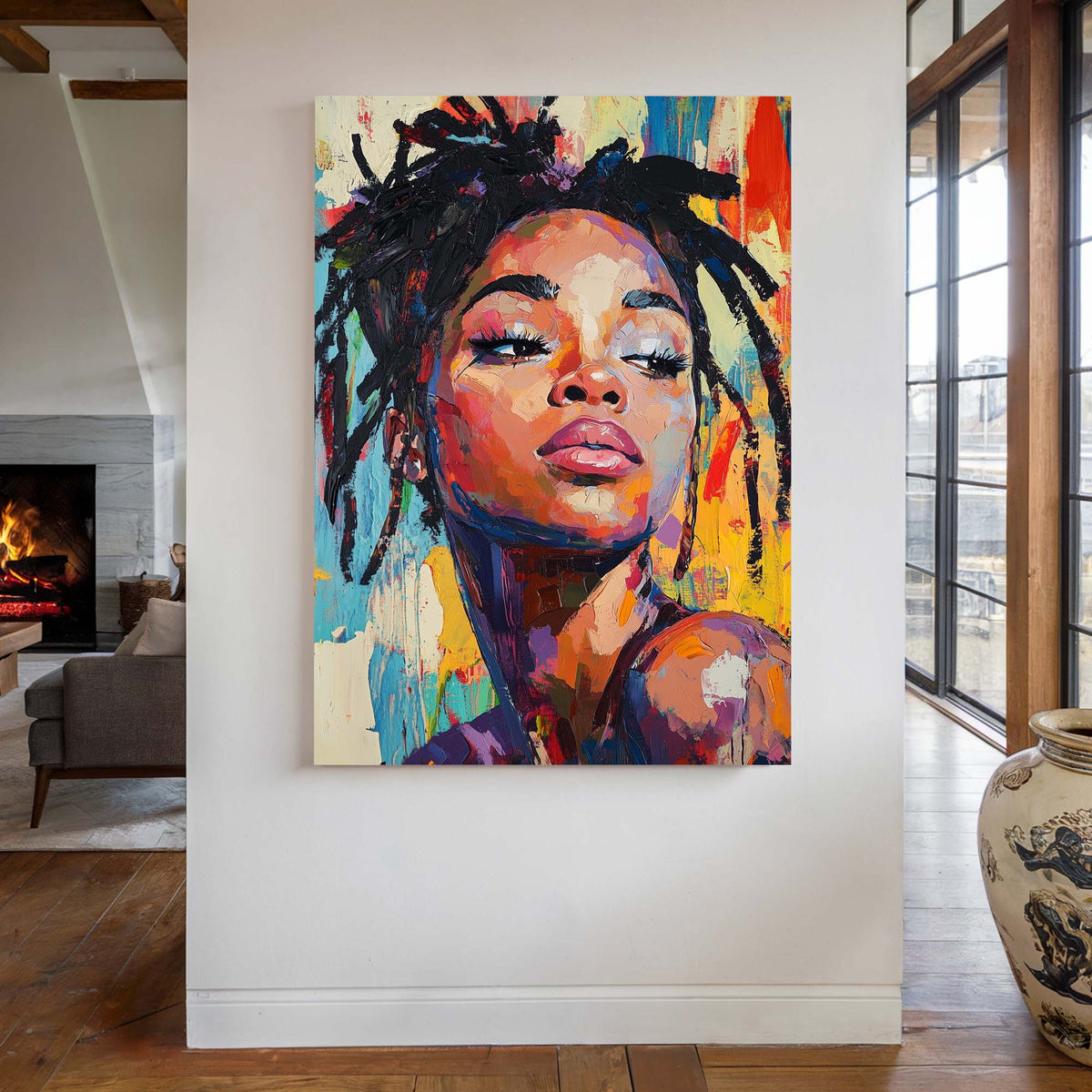 Remember Me portrait canvas print displayed in a modern home
