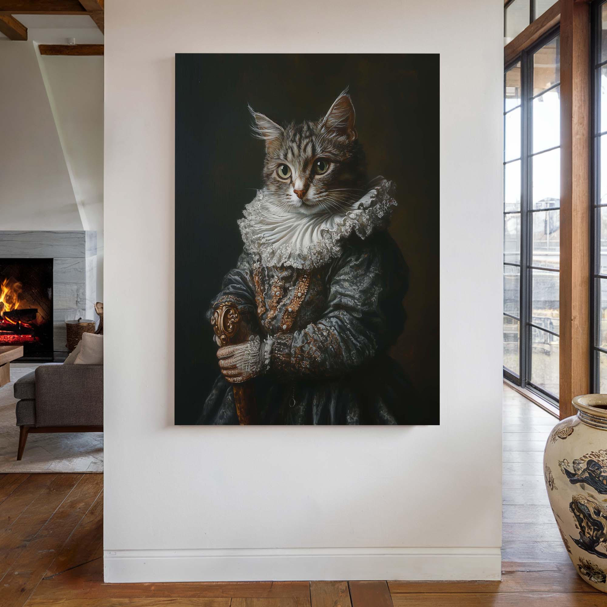Baroque Cat and Sceptre Canvas Print Canvas Art Wildfrog Art