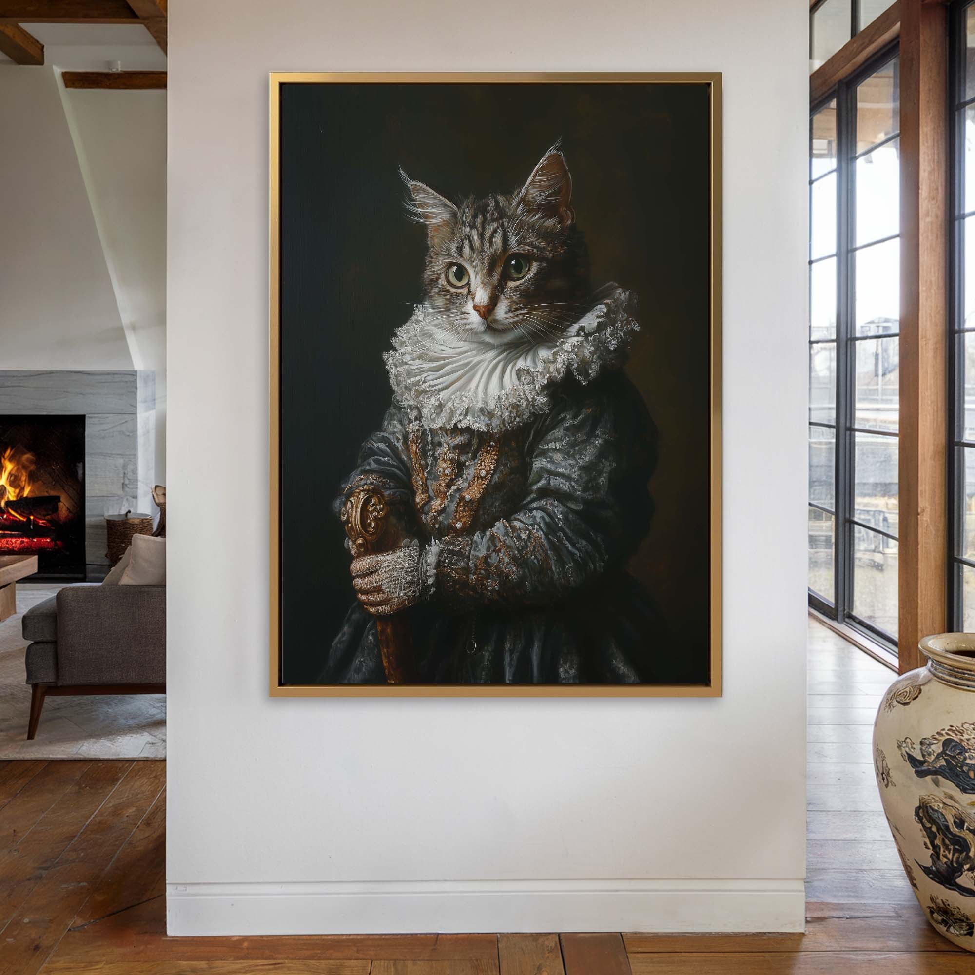 Baroque Cat and Sceptre Canvas Print Canvas Art Wildfrog Art