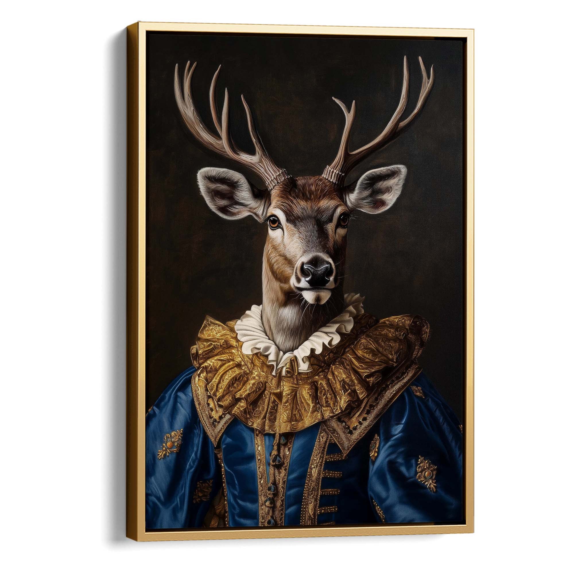 Baroque Stag in Blue No1 Canvas Print Canvas Art Wildfrog Art