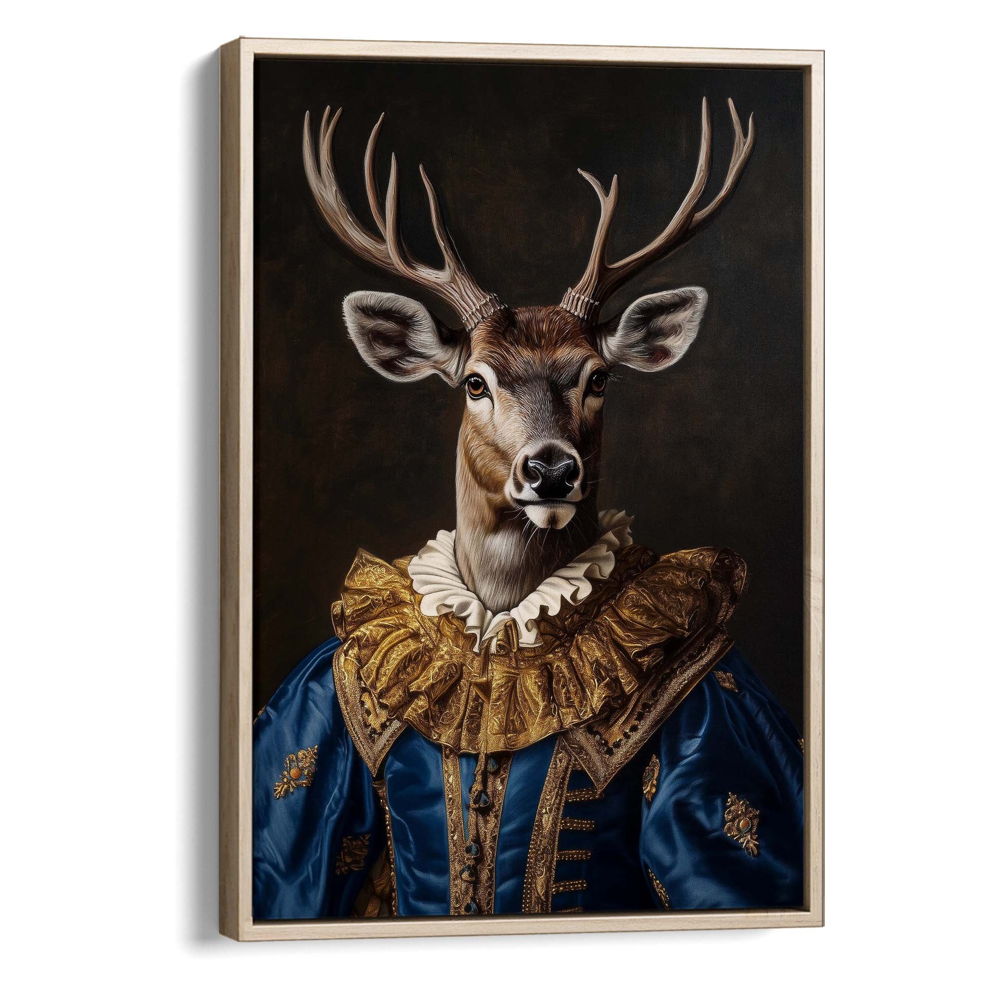 Baroque Stag in Blue No1 Canvas Print Canvas Art Wildfrog Art