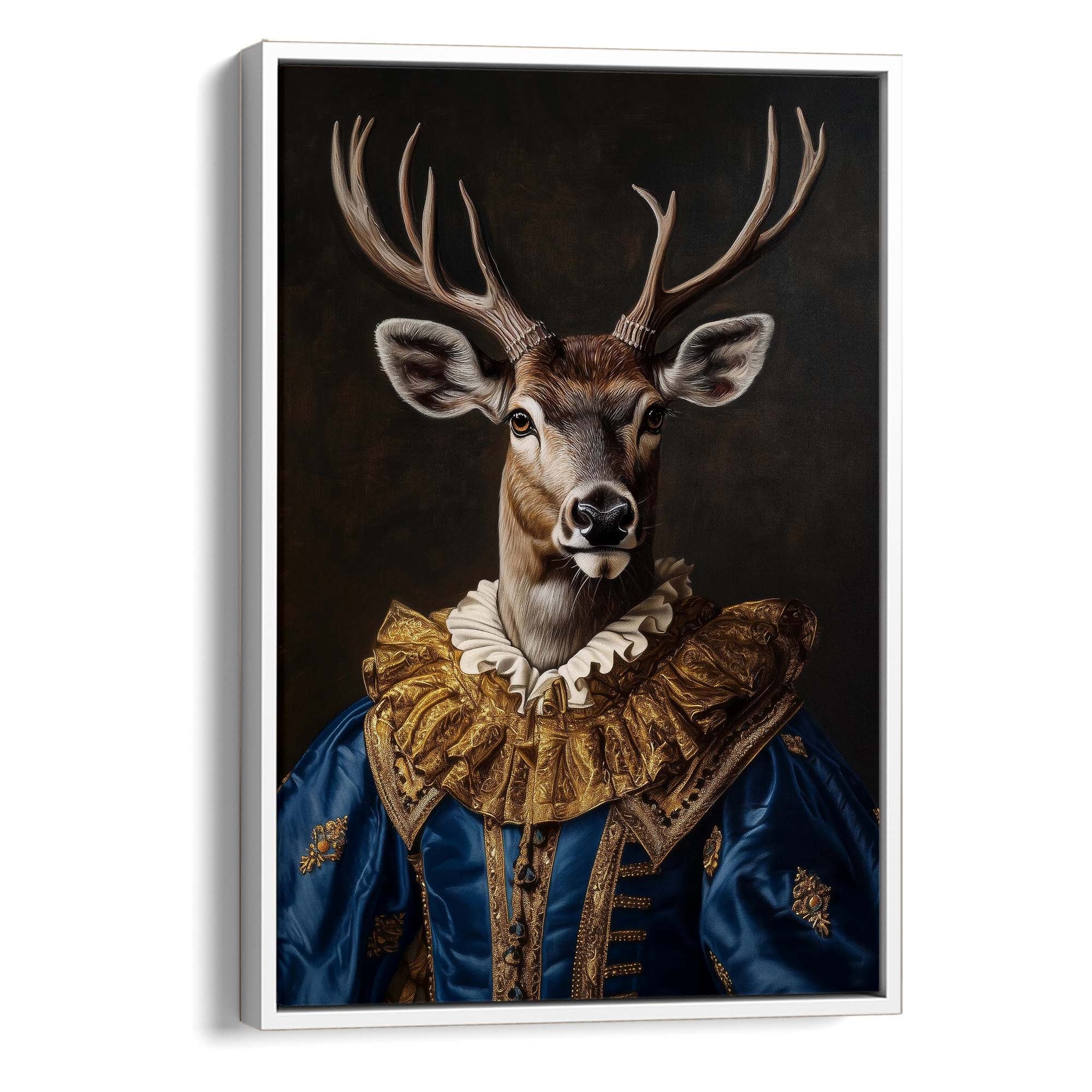 Baroque Stag in Blue No1 Canvas Print Canvas Art Wildfrog Art