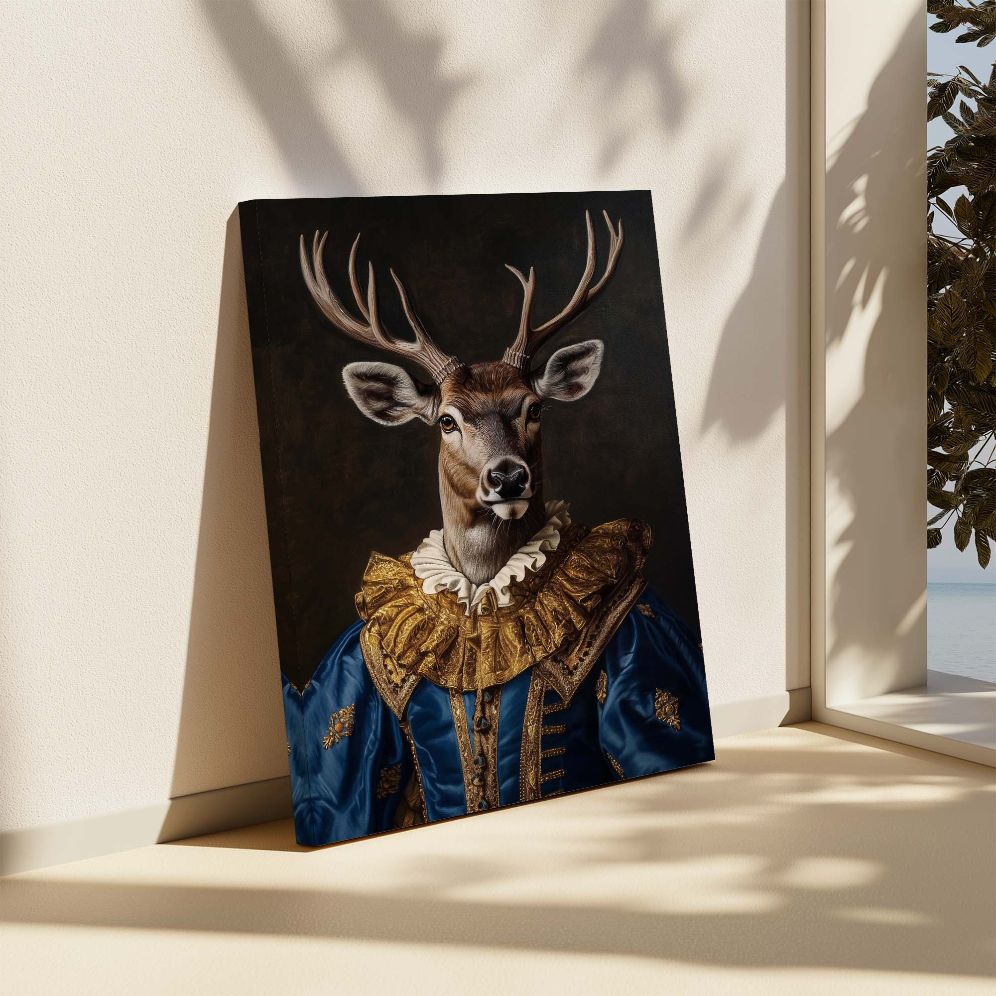 Baroque Stag in Blue No1 Canvas Print Canvas Art Wildfrog Art