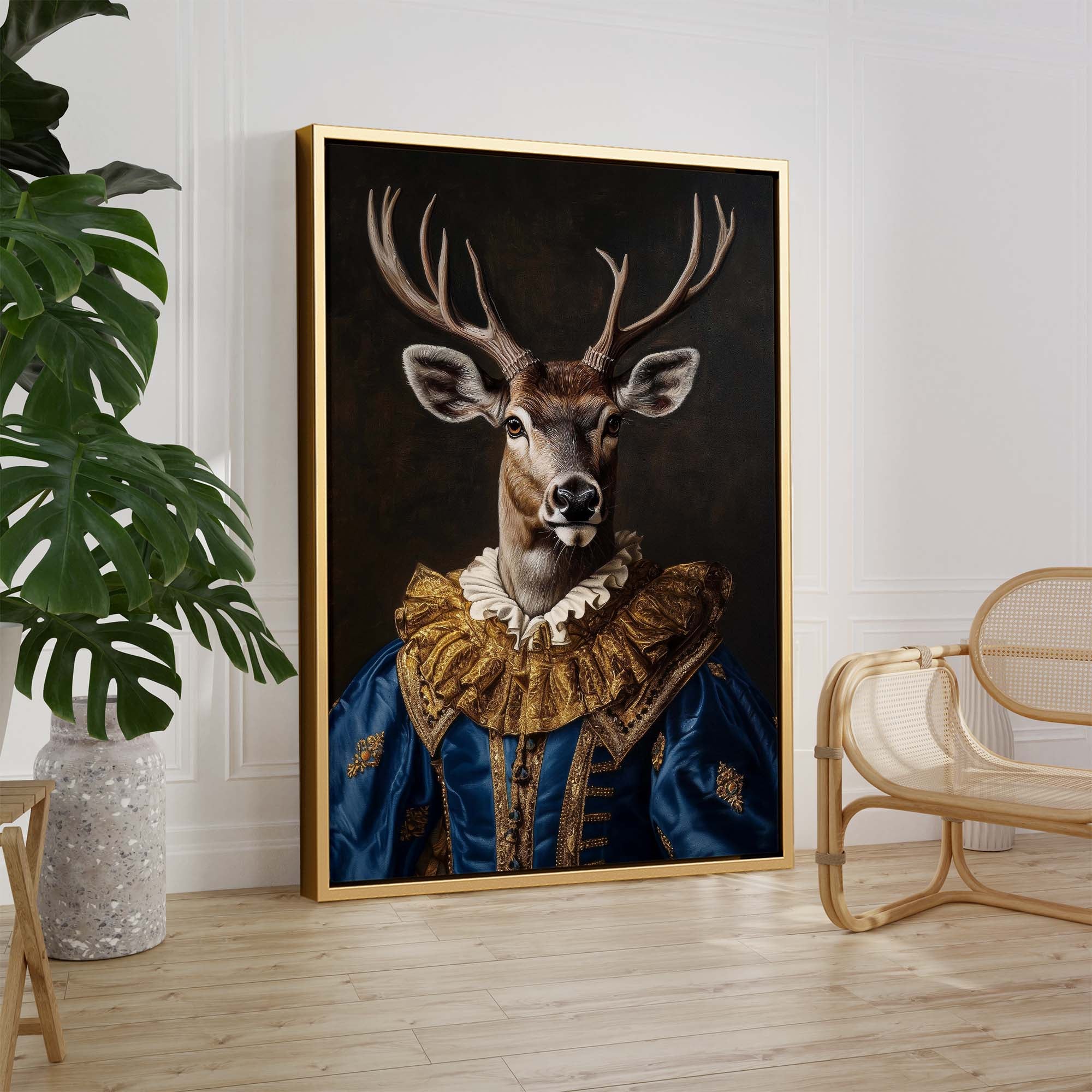 Baroque Stag in Blue No1 Canvas Print Canvas Art Wildfrog Art