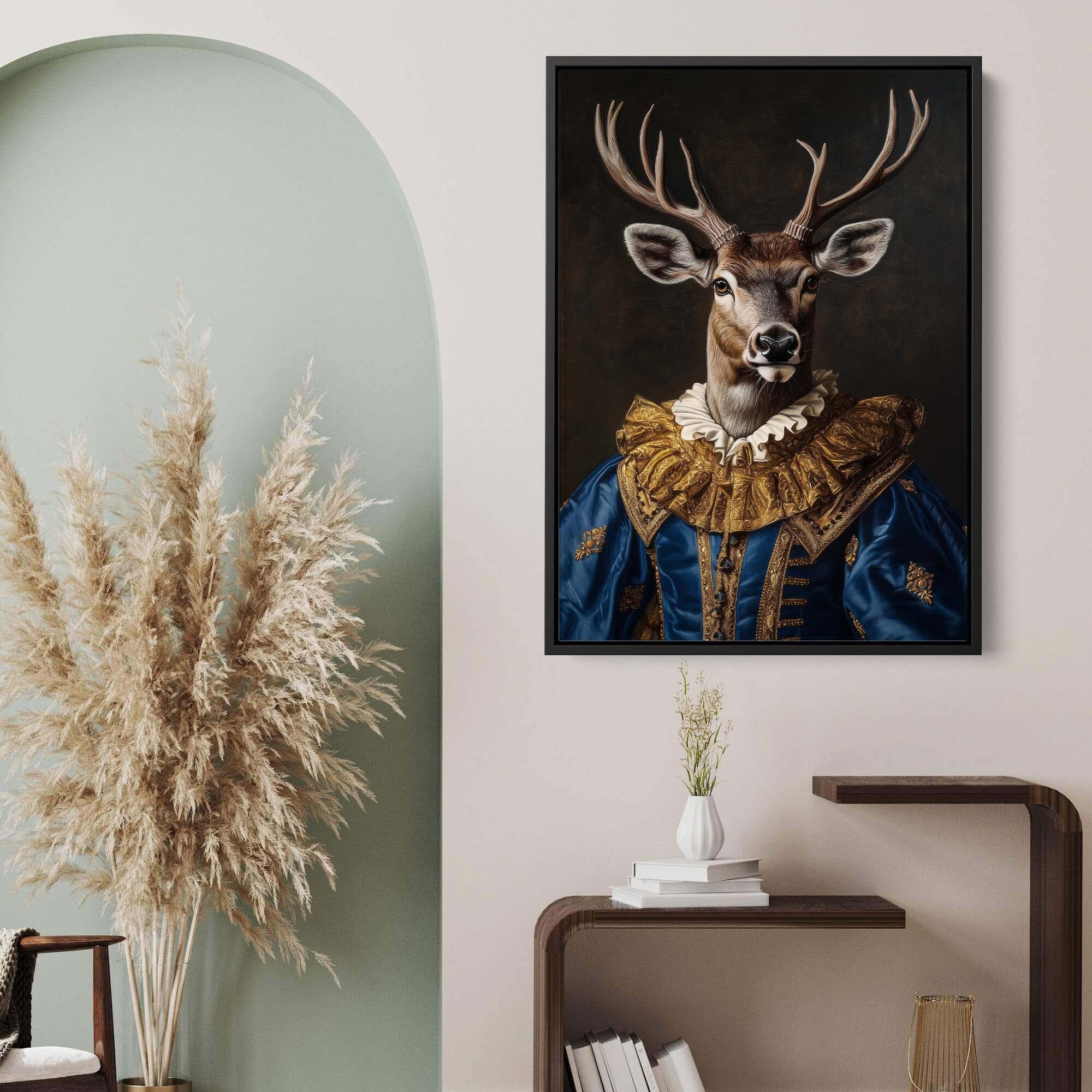 Baroque Stag in Blue No1 Canvas Print Canvas Art Wildfrog Art