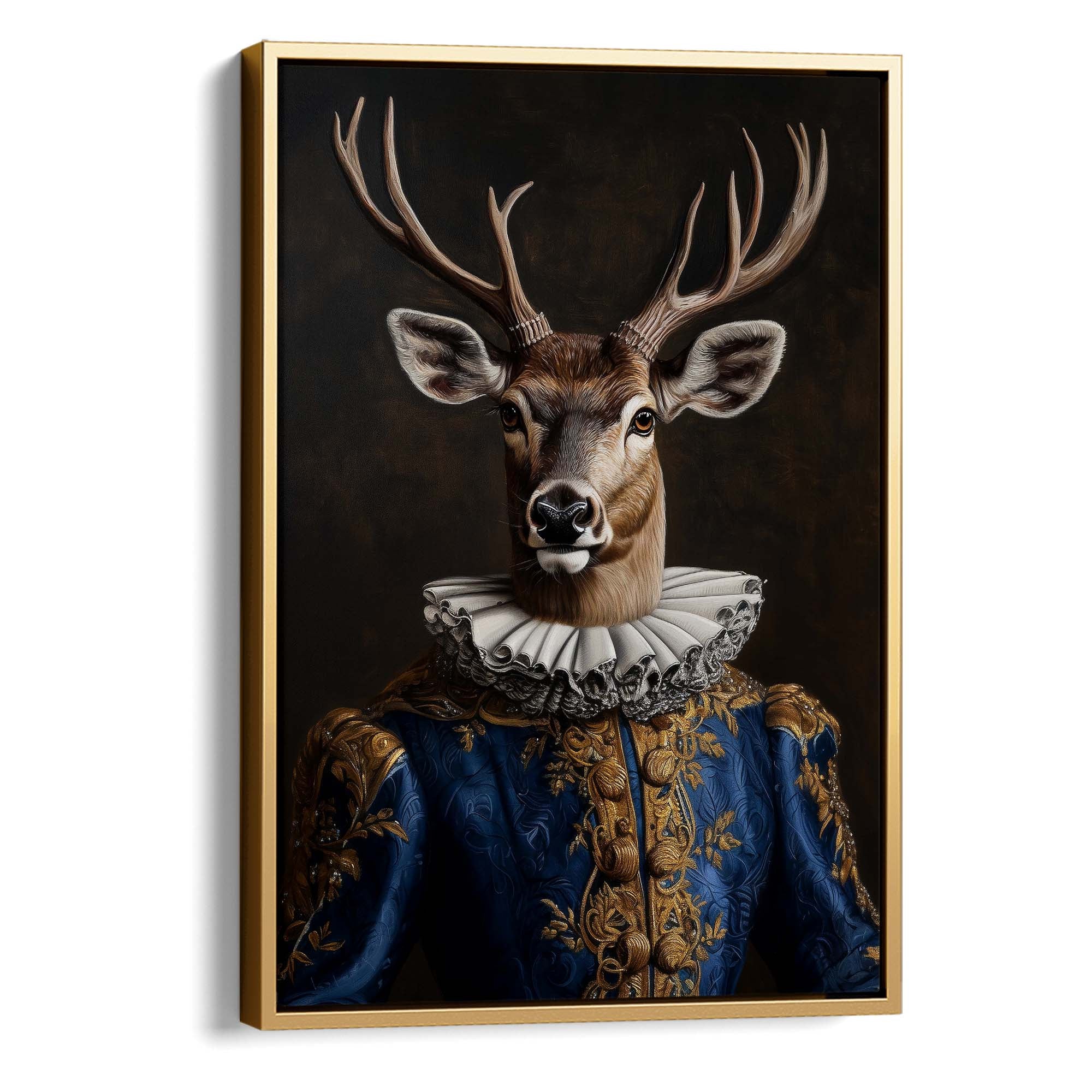Baroque Stag in Blue No2 Canvas Print Canvas Art Wildfrog Art