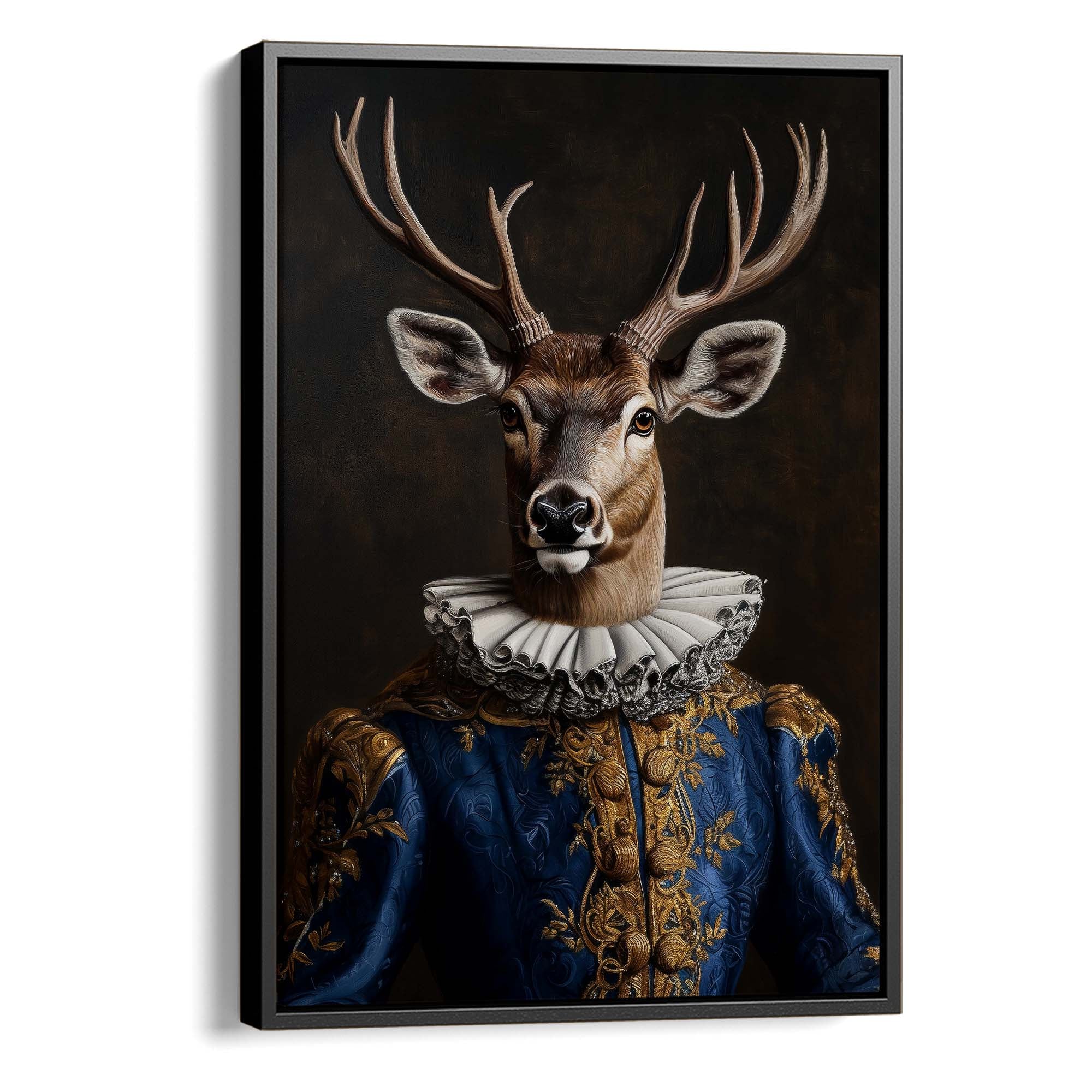 Baroque Stag in Blue No2 Canvas Print Canvas Art Wildfrog Art