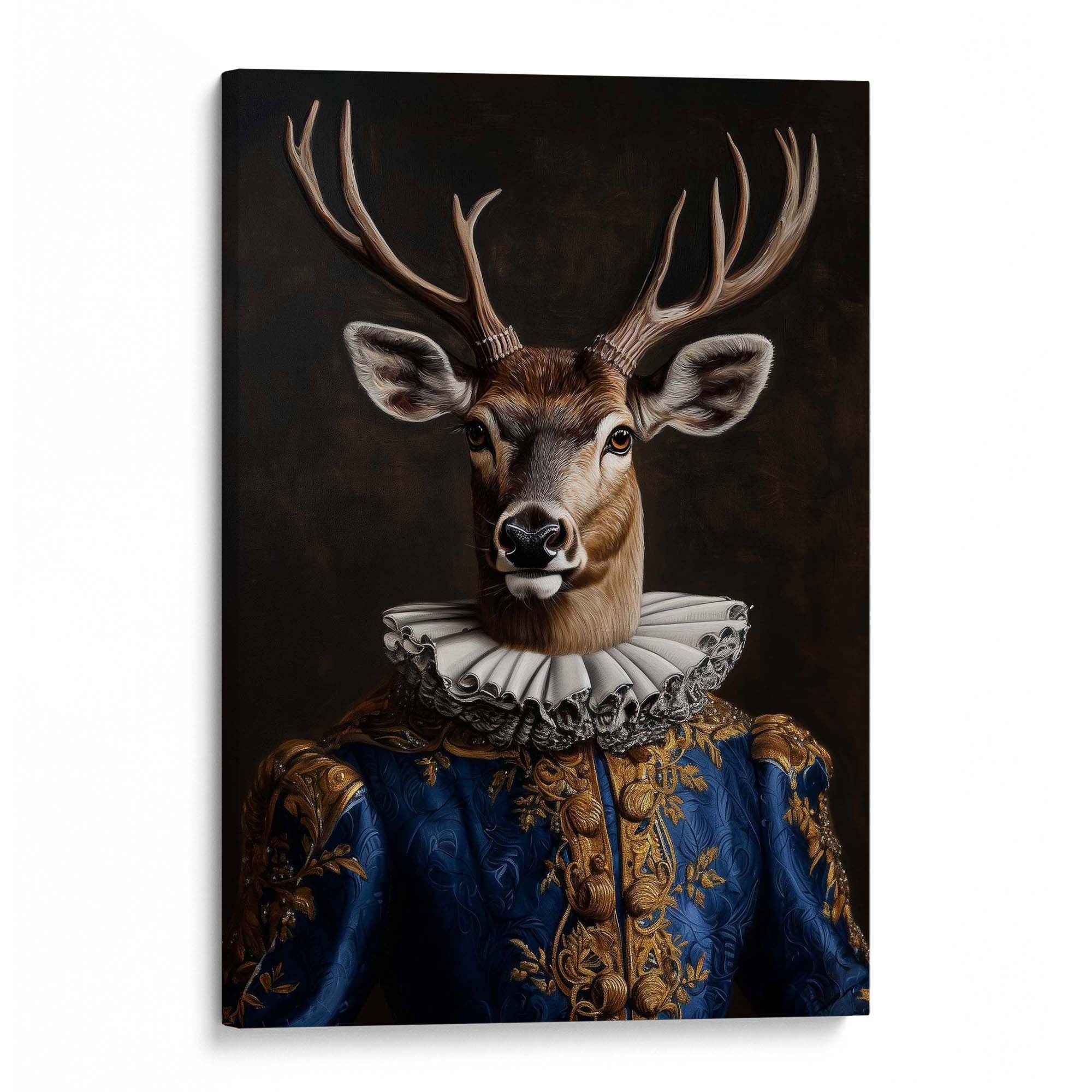 Baroque Stag in Blue No2 Canvas Print Canvas Art Wildfrog Art
