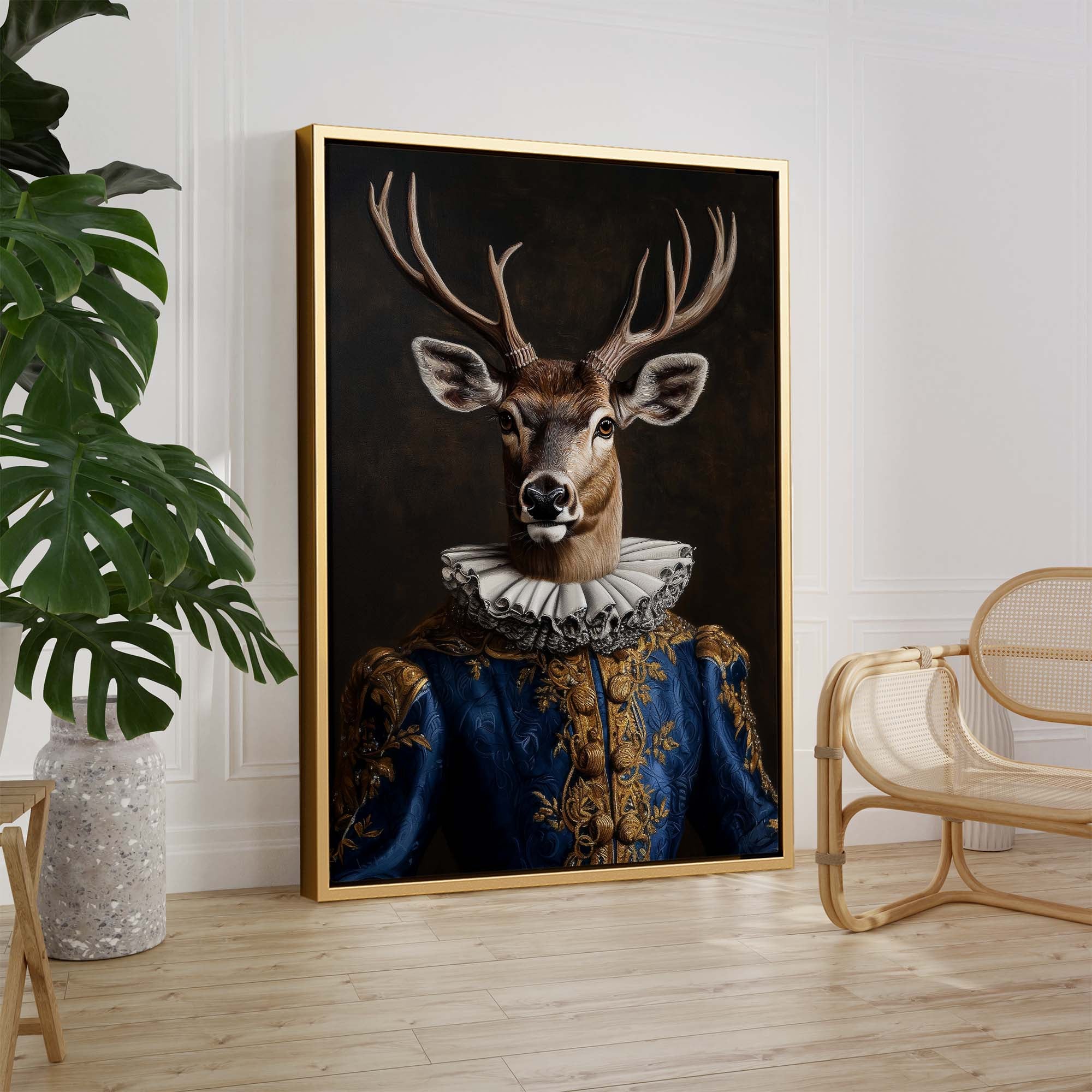 Baroque Stag in Blue No2 Canvas Print Canvas Art Wildfrog Art