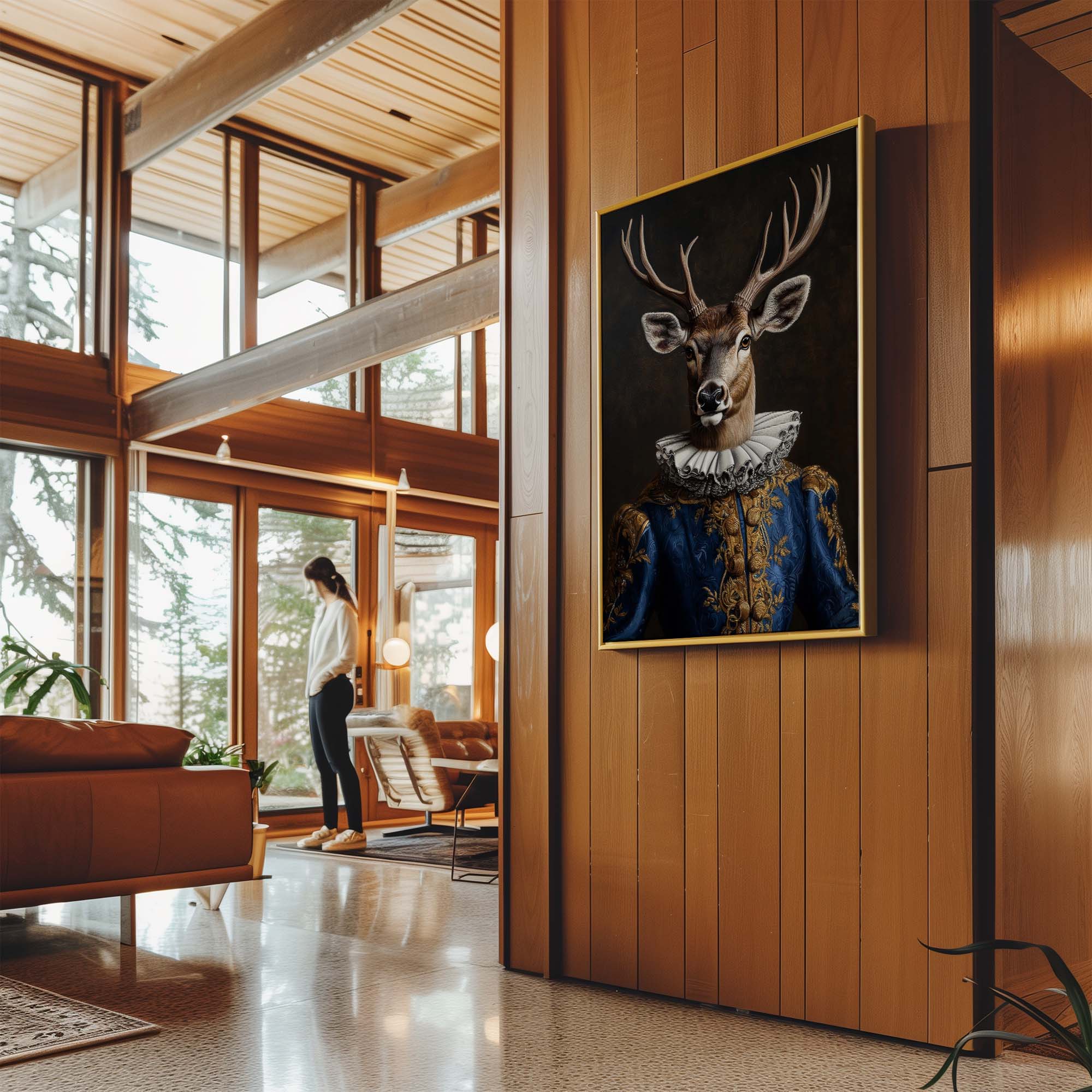 Baroque Stag in Blue No2 Canvas Print Canvas Art Wildfrog Art