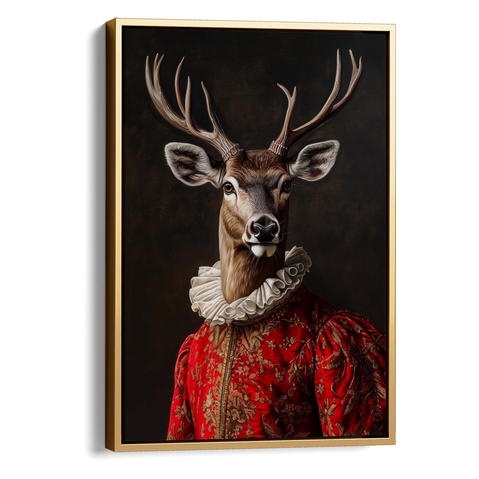 Baroque Stag in Red Canvas Print Canvas Art Wildfrog Art