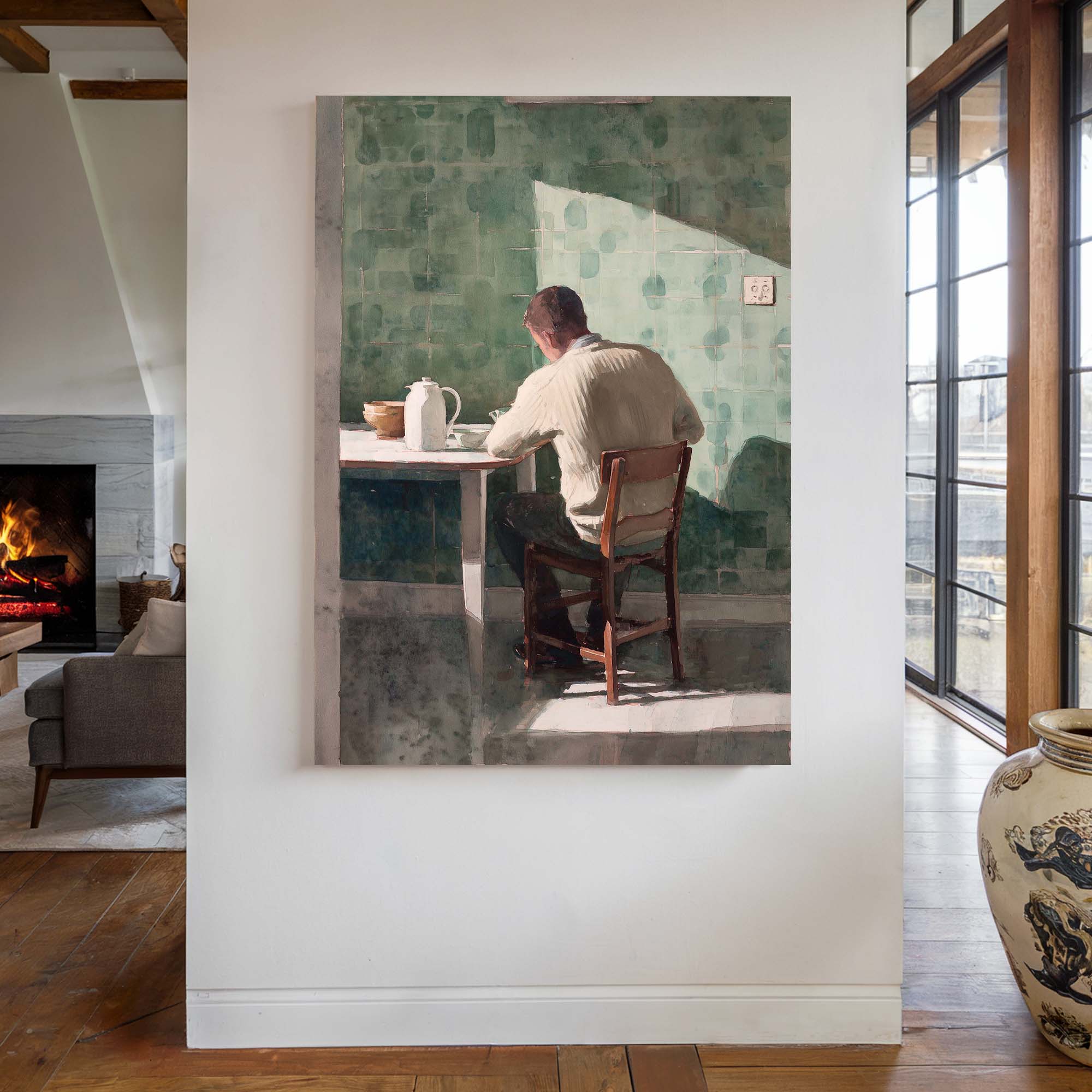 At the Kitchen Table Canvas Print