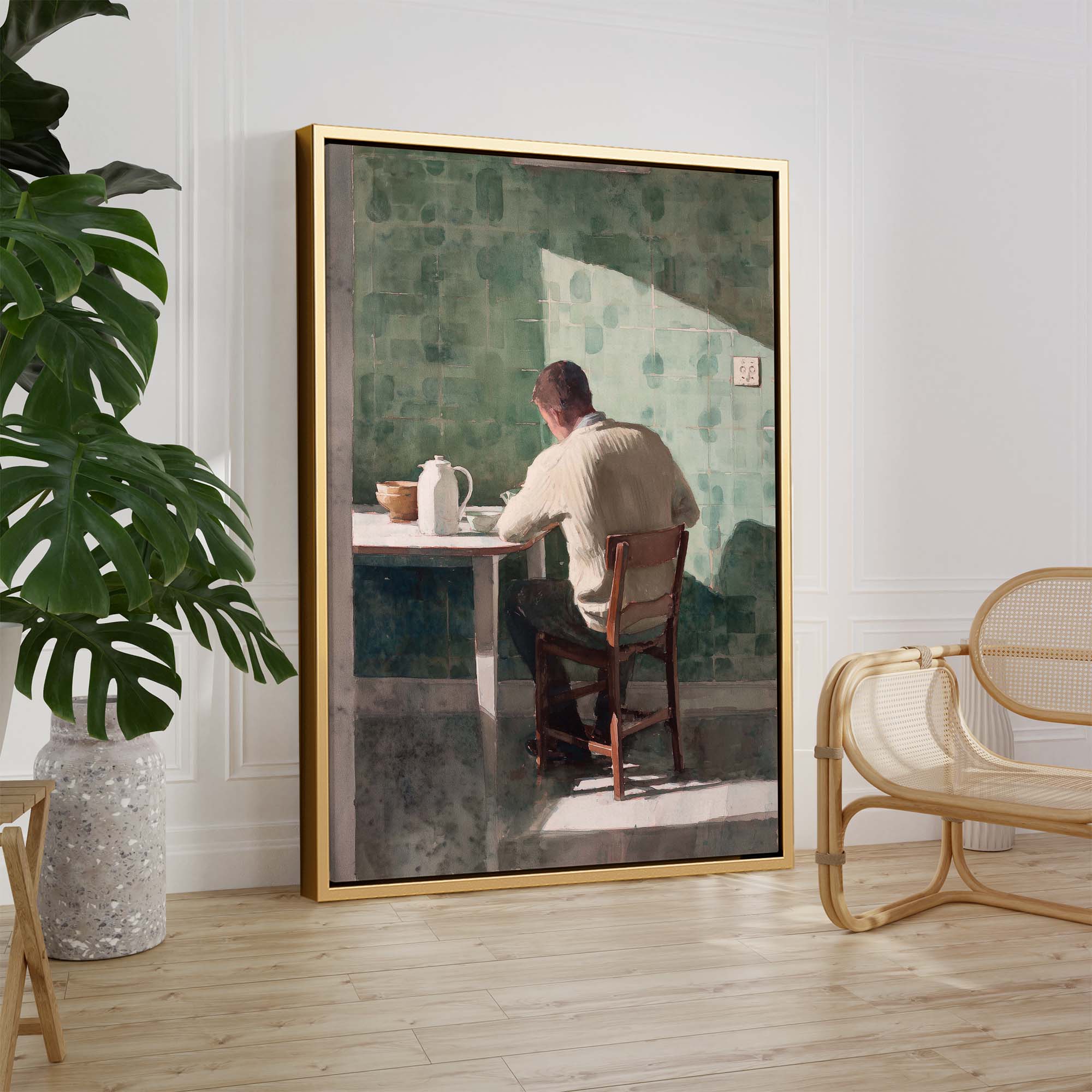 At the Kitchen Table Canvas Print