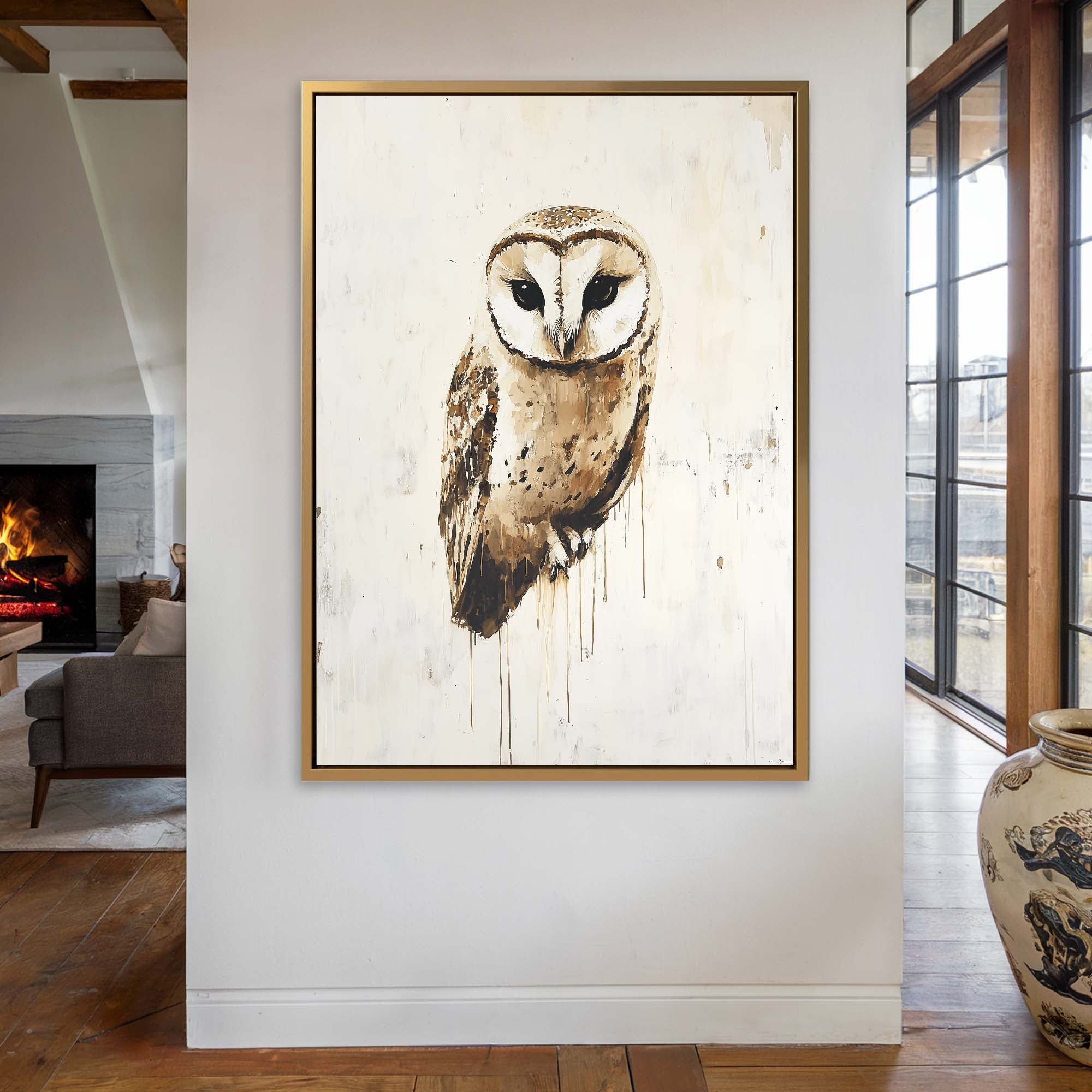Barn Owl Drip Canvas Print Canvas Art Wildfrog Art