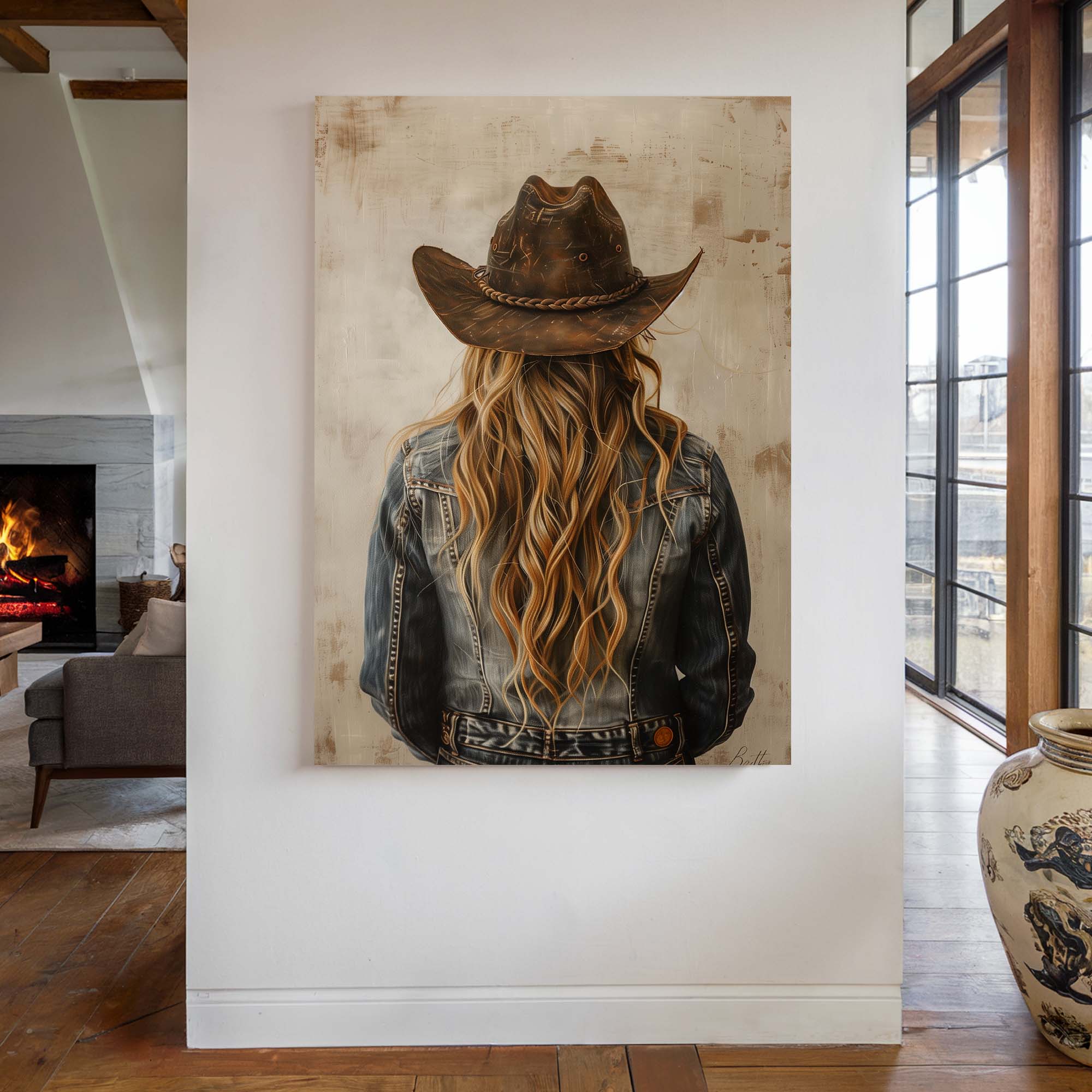 Blonde Hair Cowgirl No1 Canvas Print Canvas Art Wildfrog Art