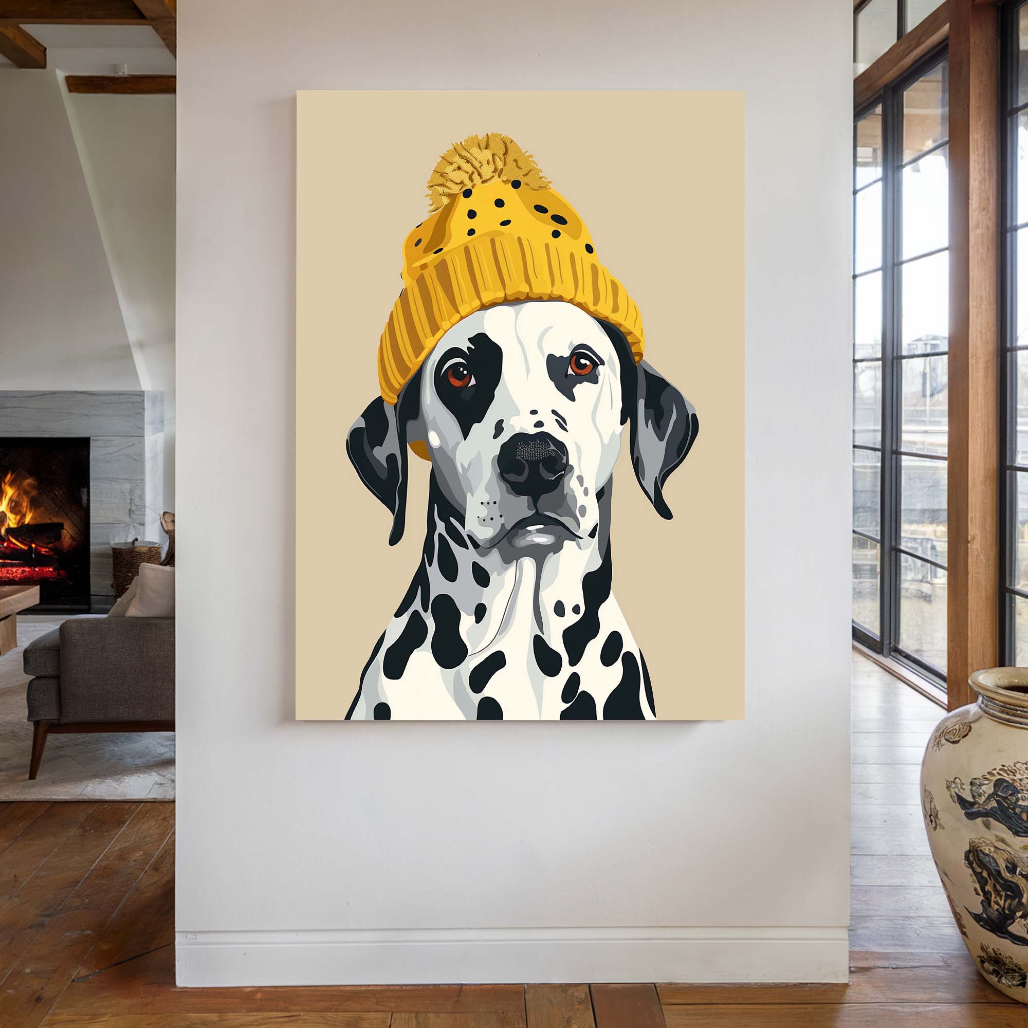 Bobble Hat Dalmatian No2 Canvas Print Canvas Art Wildfrog Art