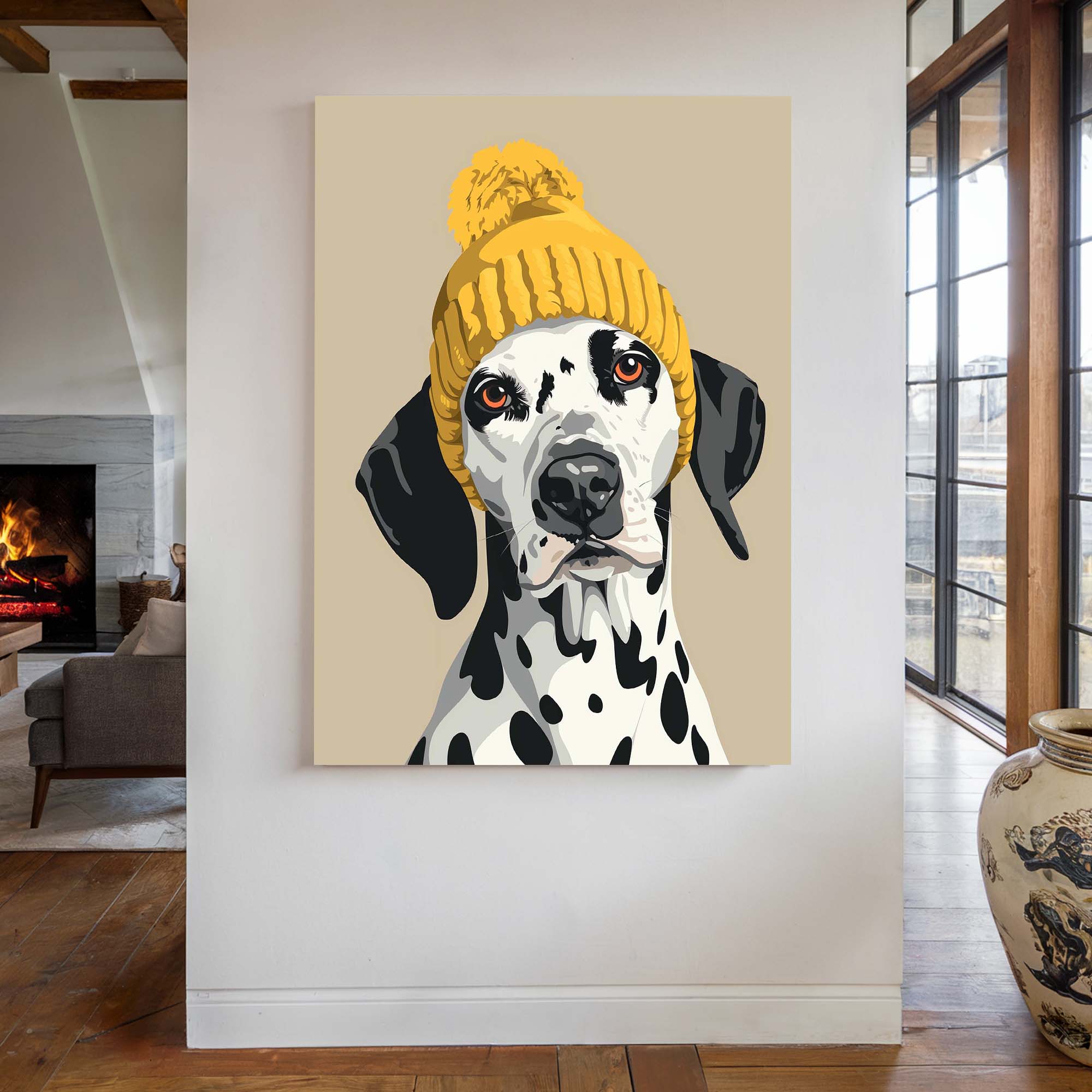 Bobble Hat Dalmatian Canvas Print Canvas Art Wildfrog Art