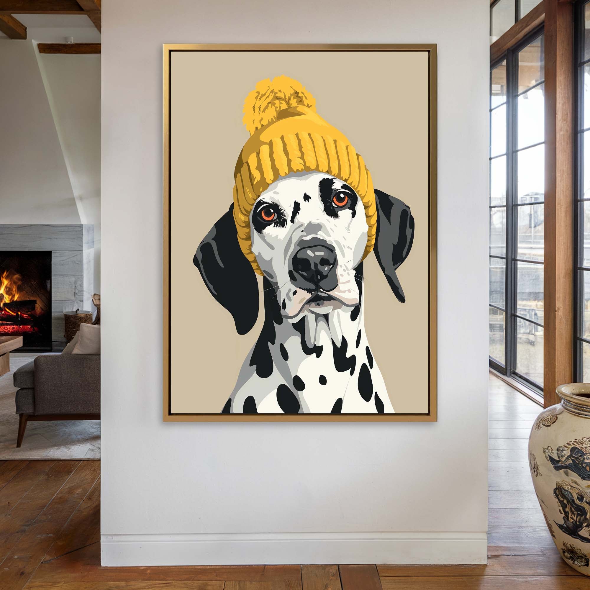 Bobble Hat Dalmatian Canvas Print Canvas Art Wildfrog Art