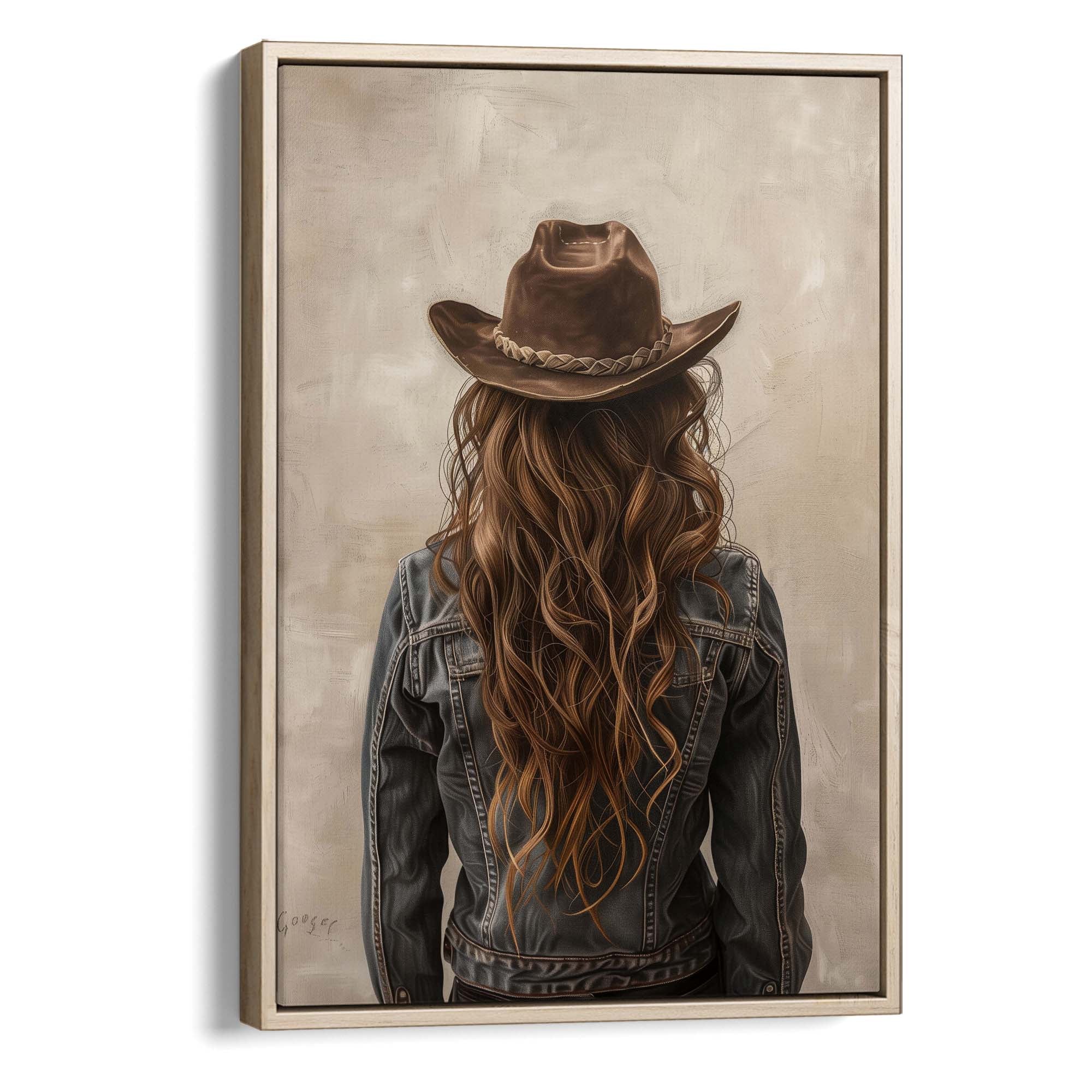 Brown Hair Cowgirl Canvas Print Canvas Art Wildfrog Art