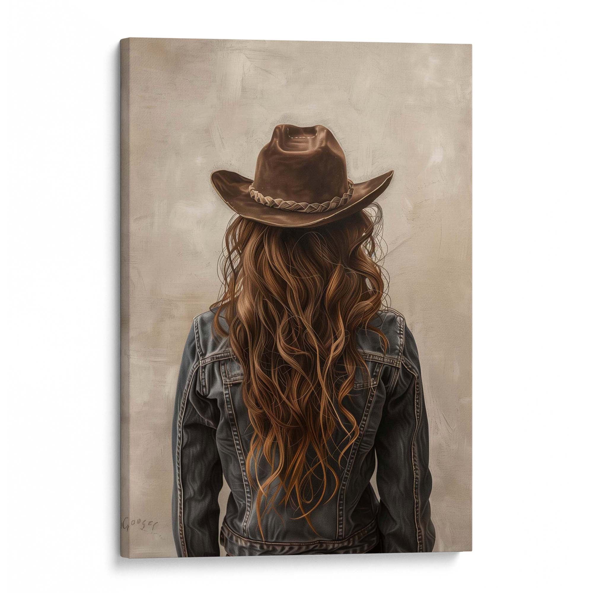 Brown Hair Cowgirl Canvas Print Canvas Art Wildfrog Art