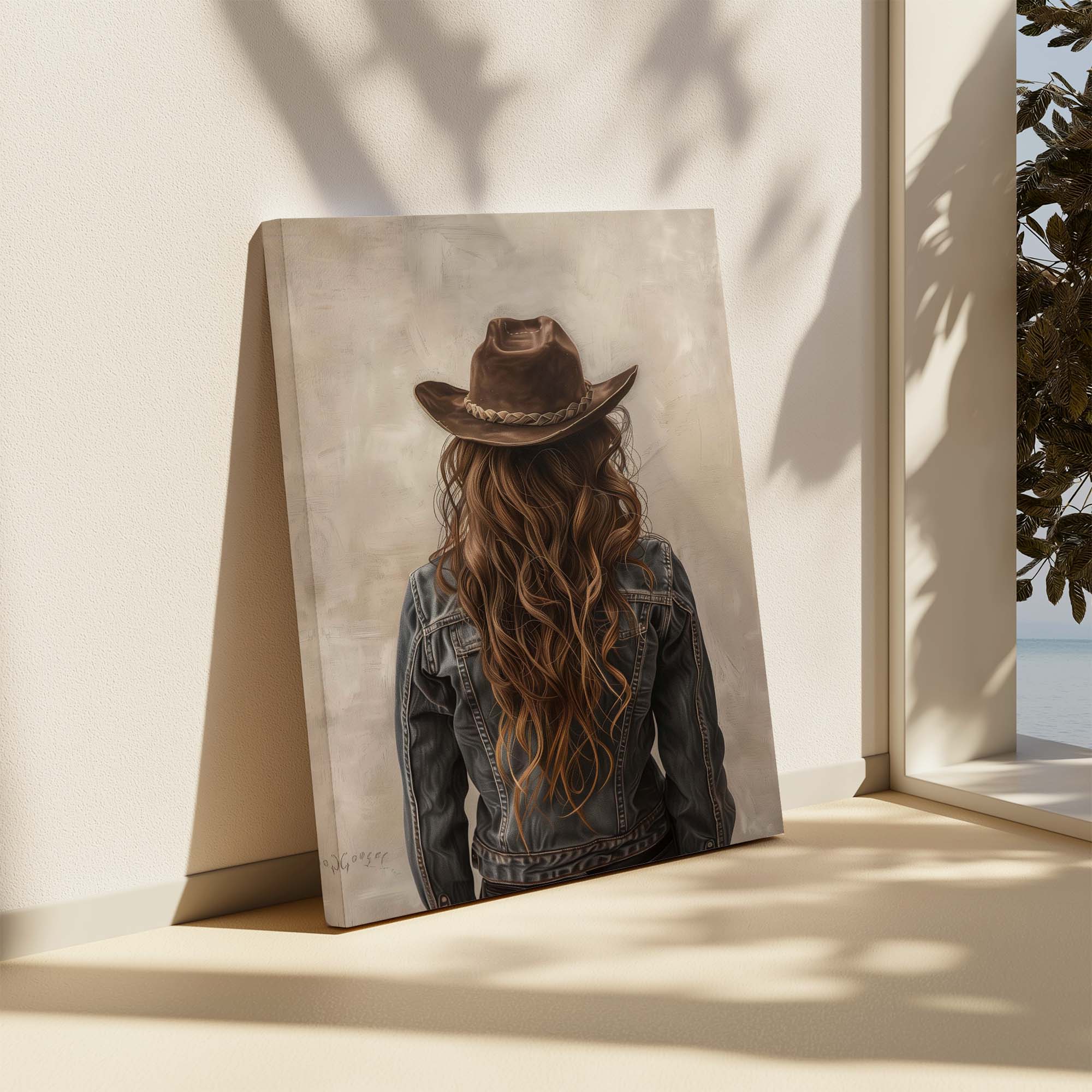 Brown Hair Cowgirl Canvas Print Canvas Art Wildfrog Art