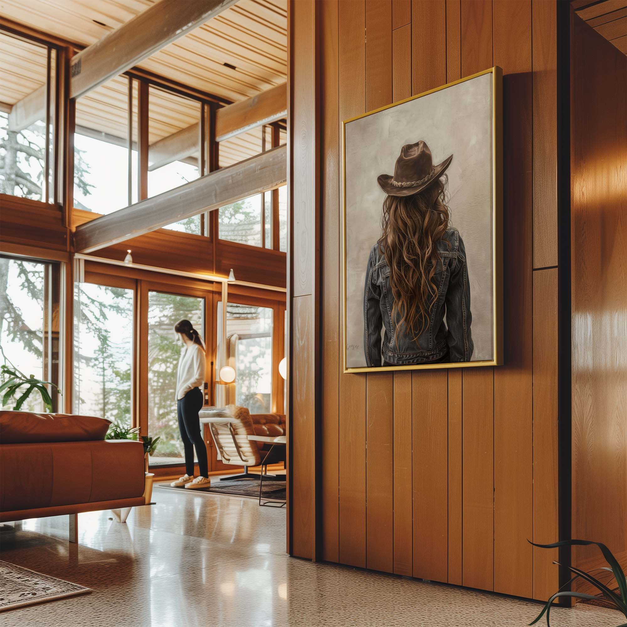 Brown Hair Cowgirl Canvas Print Canvas Art Wildfrog Art