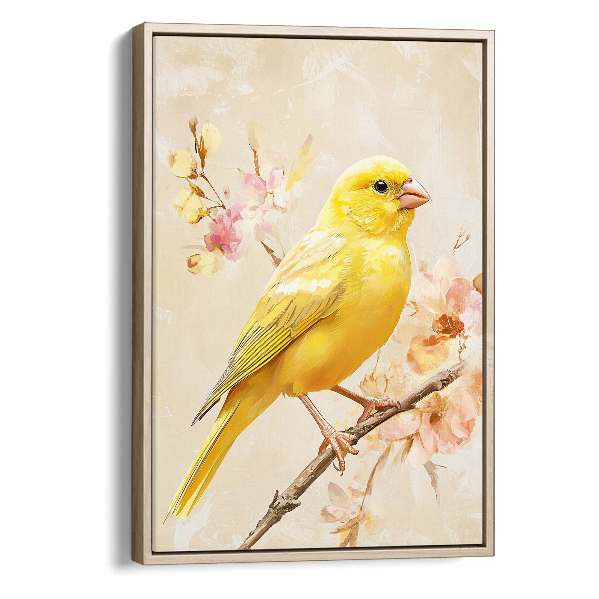 Canary on Branch No1 Canvas Print Canvas Art Wildfrog Art