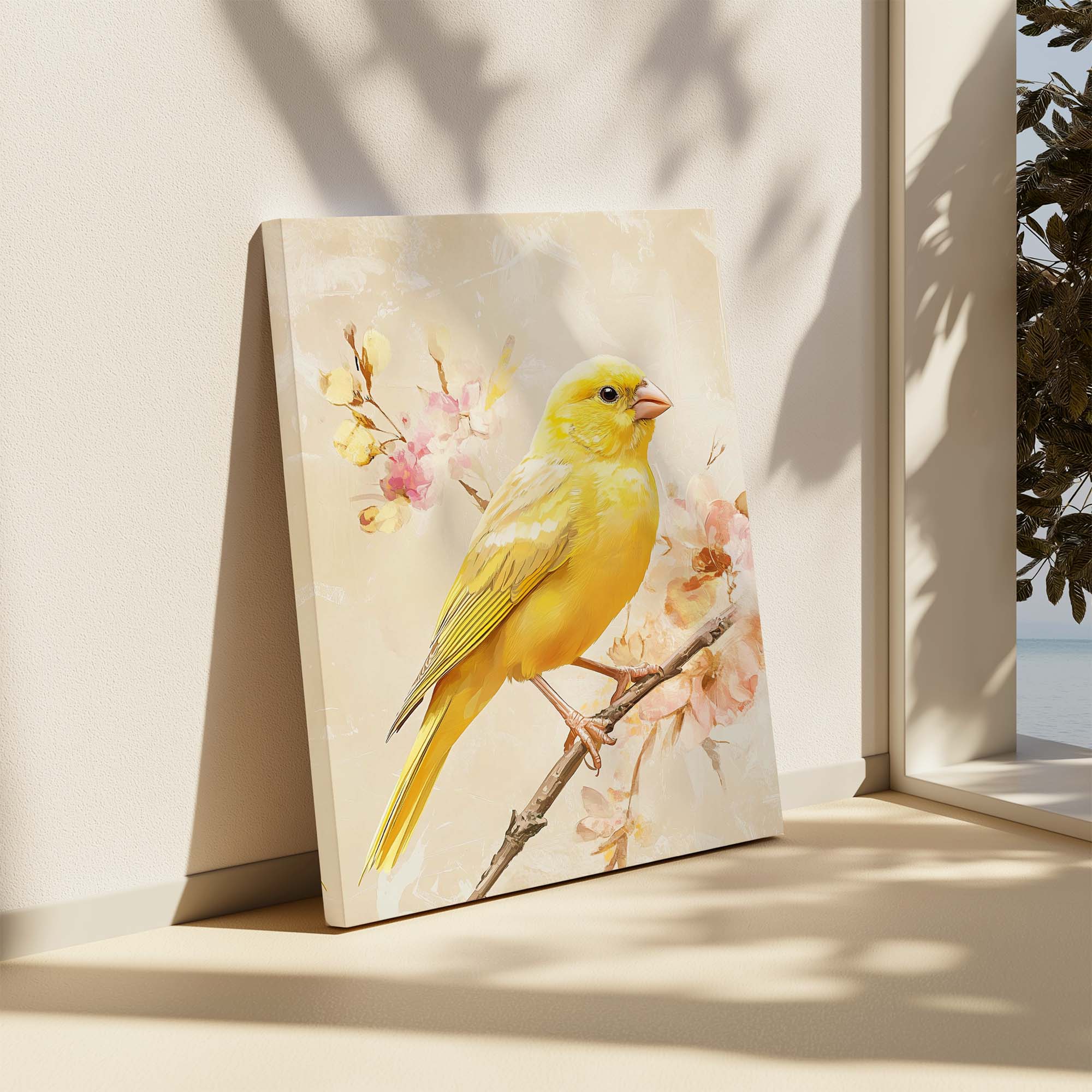 Canary on Branch No1 Canvas Print Canvas Art Wildfrog Art