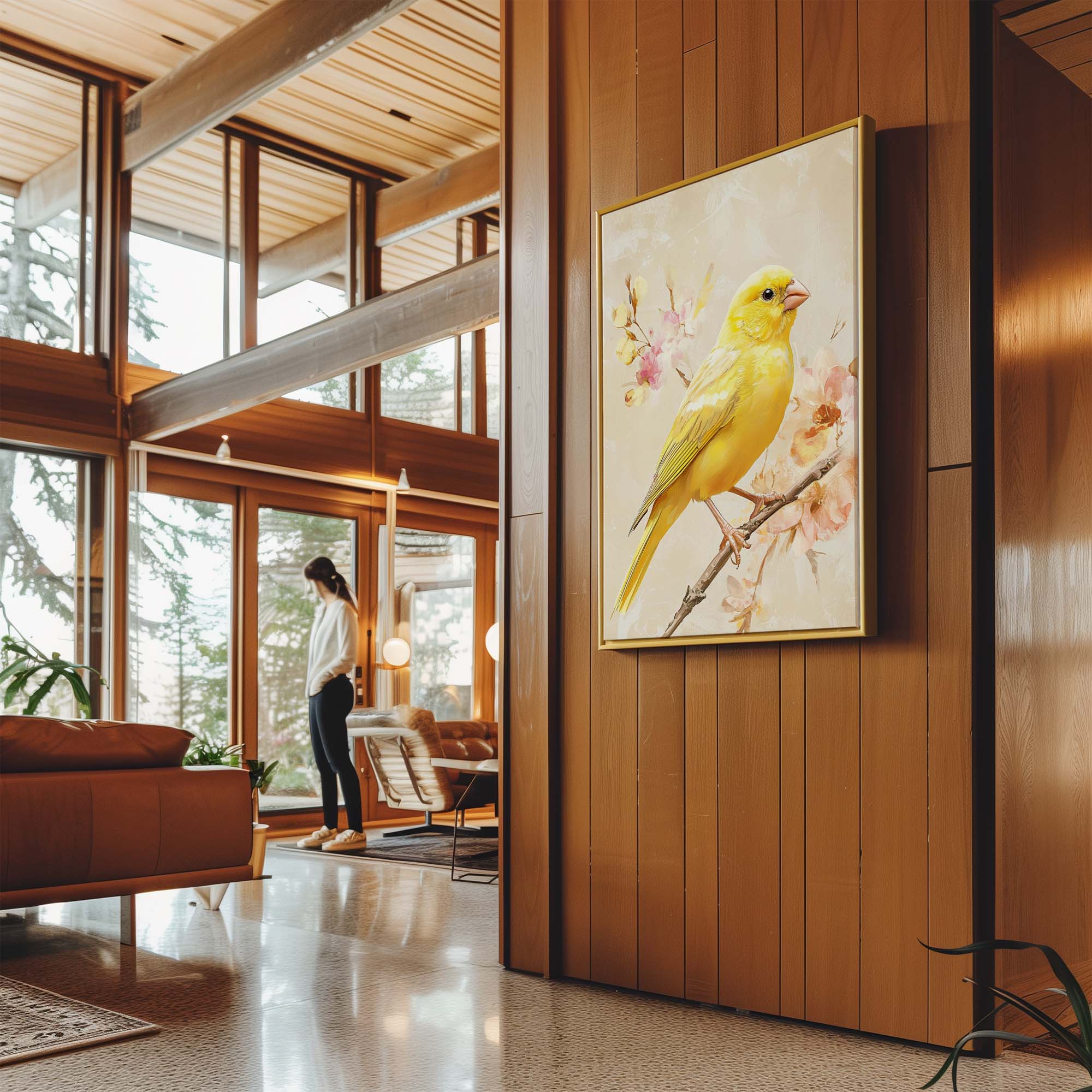 Canary on Branch No1 Canvas Print Canvas Art Wildfrog Art