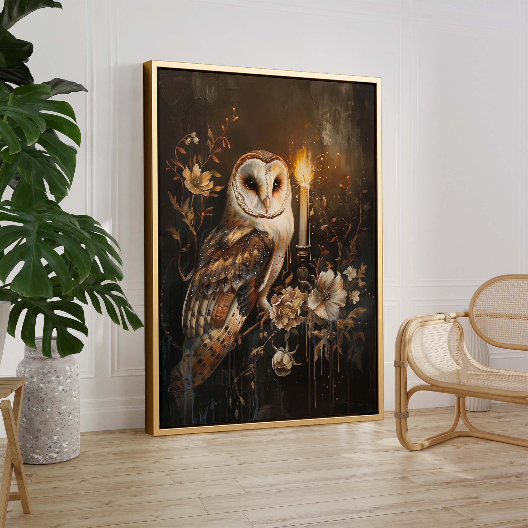 Candlelight Barnowl Canvas Print