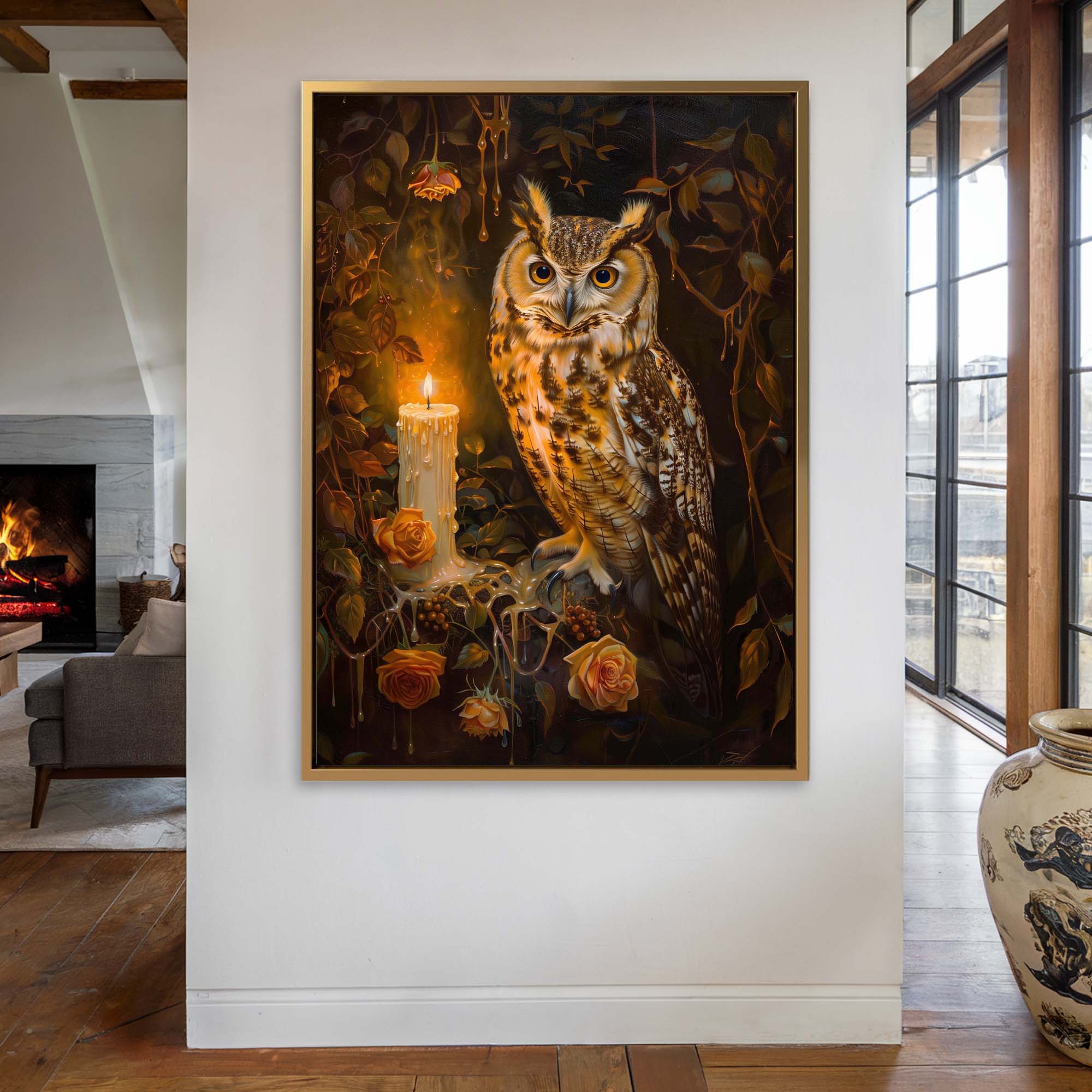 Candlelight Owl No1 Canvas Print