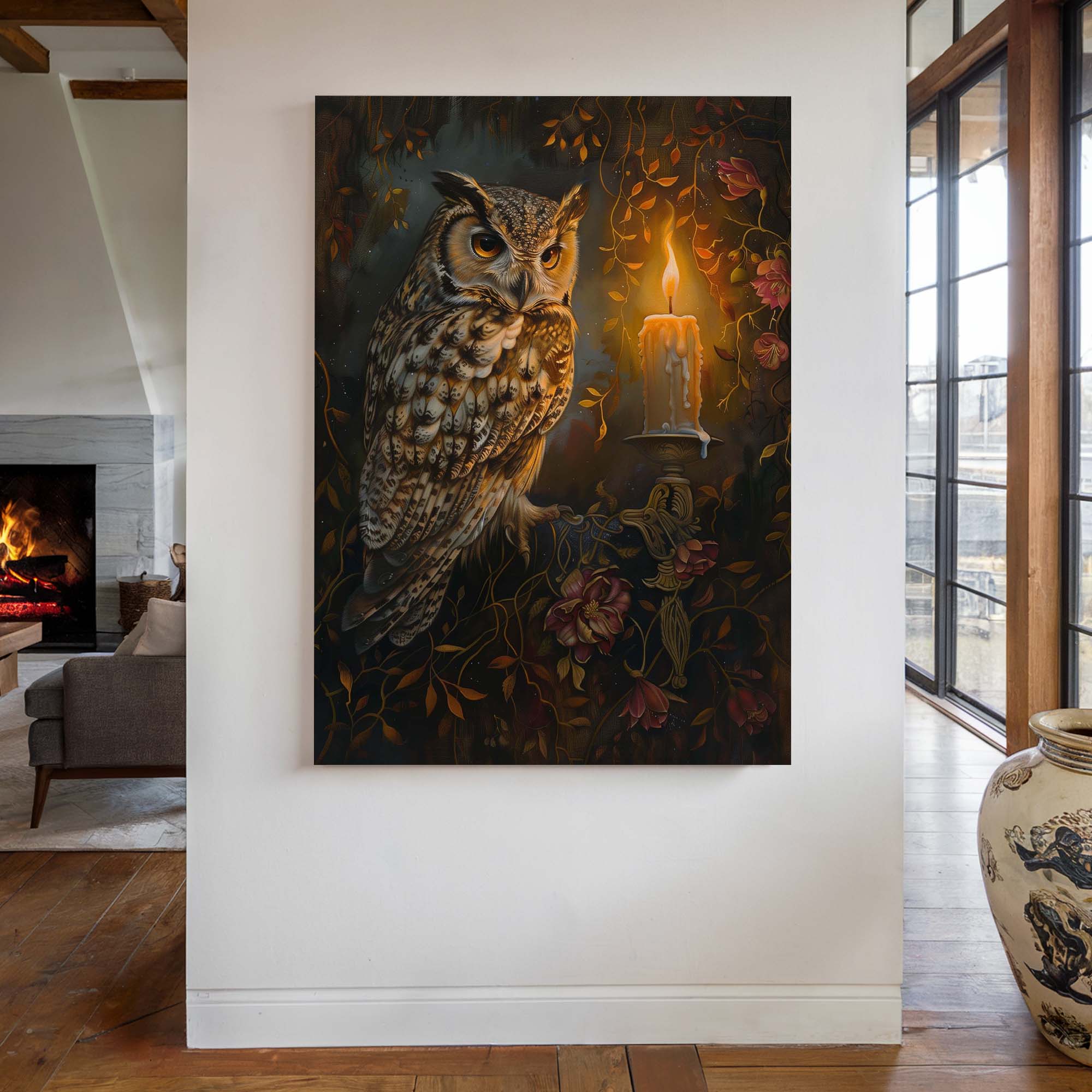 Candlelight Owl No2 Canvas Print