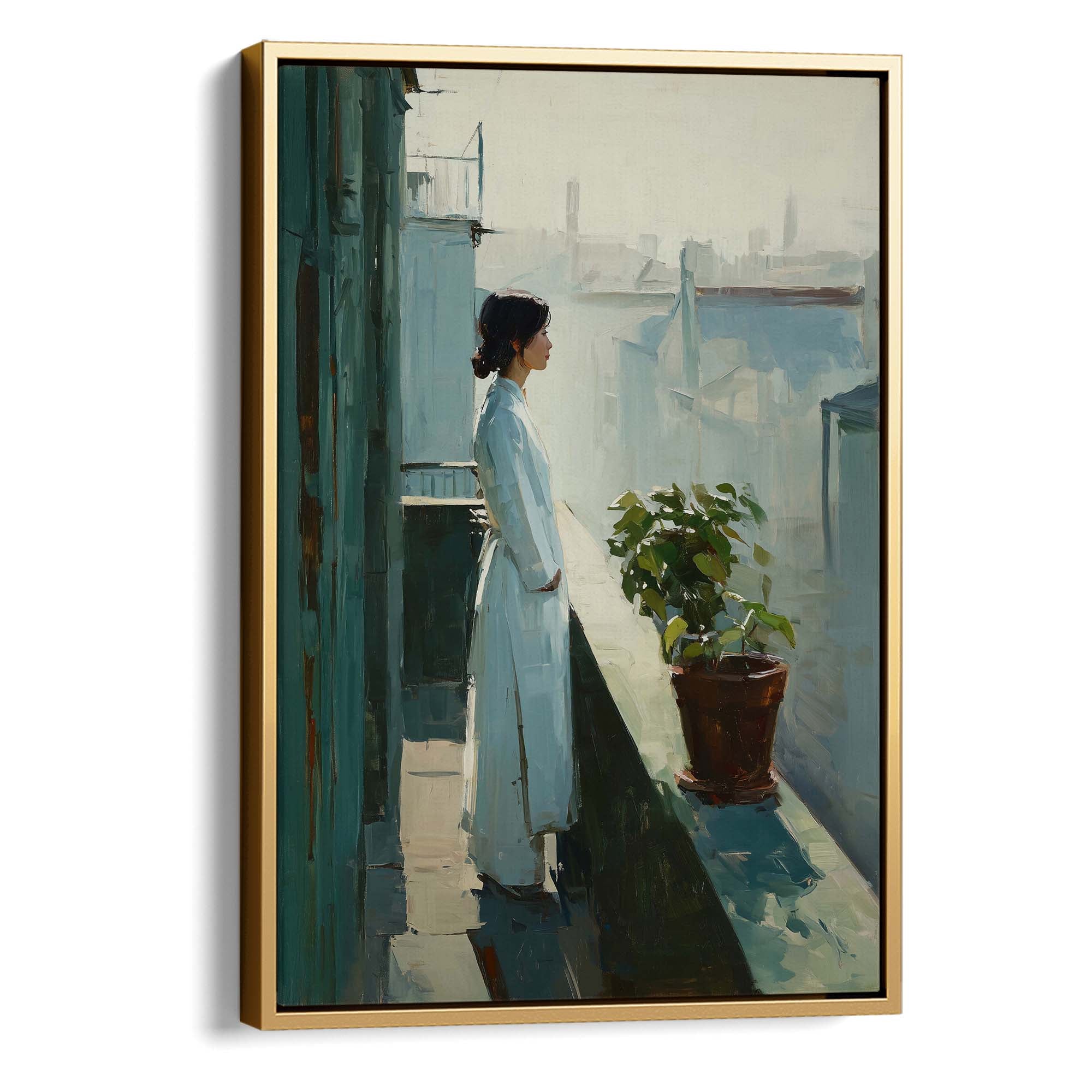 City Balcony Silence Canvas Print Canvas Art Wildfrog Art