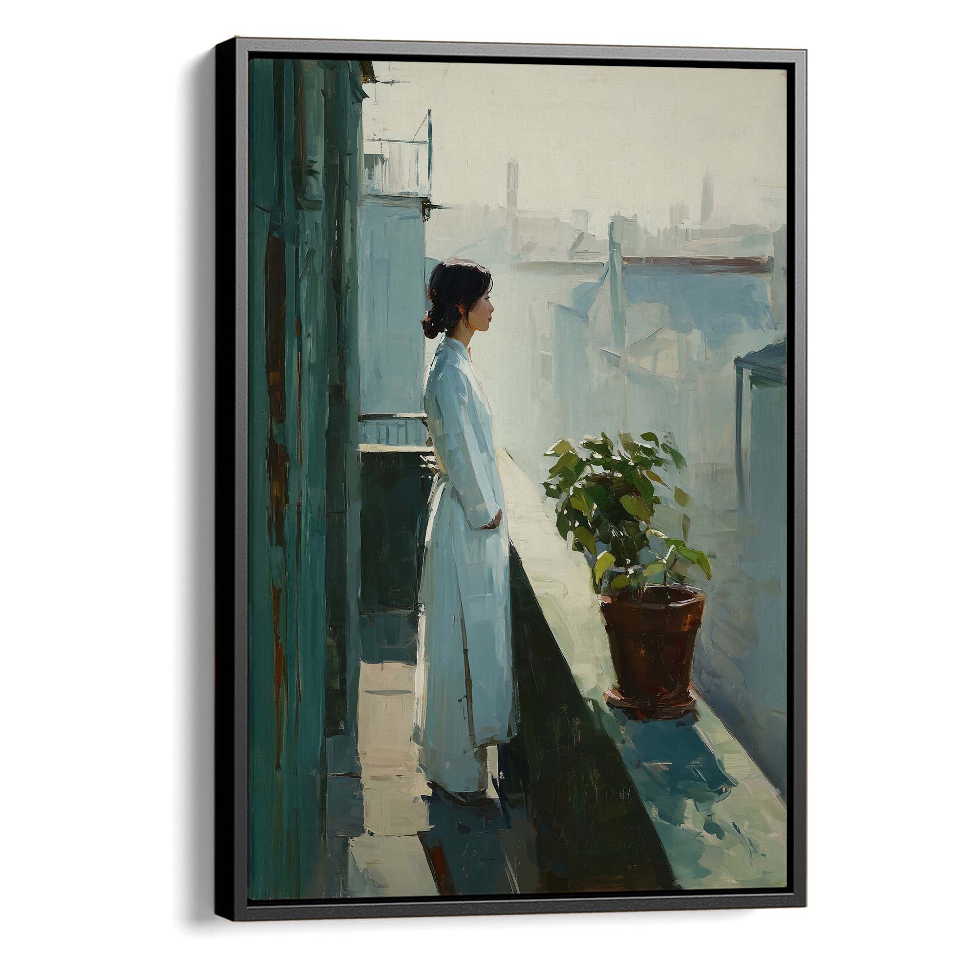City Balcony Silence Canvas Print Canvas Art Wildfrog Art