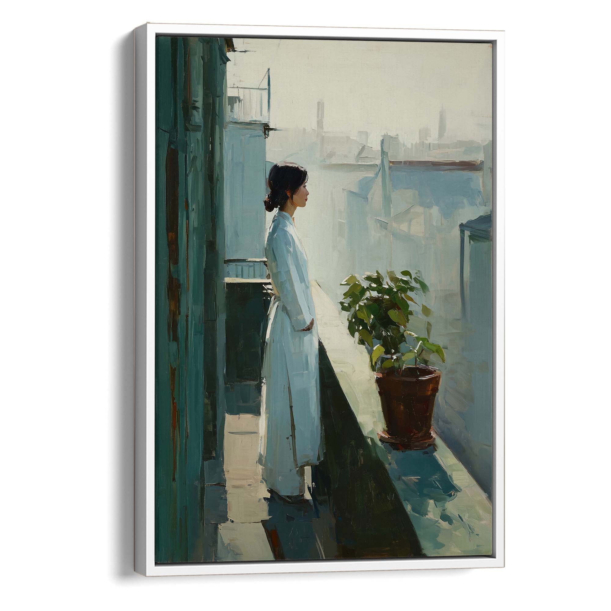 City Balcony Silence Canvas Print Canvas Art Wildfrog Art