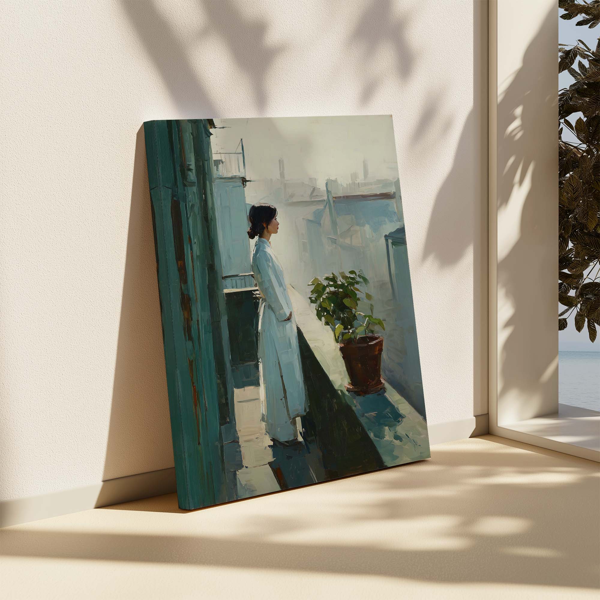 City Balcony Silence Canvas Print Canvas Art Wildfrog Art