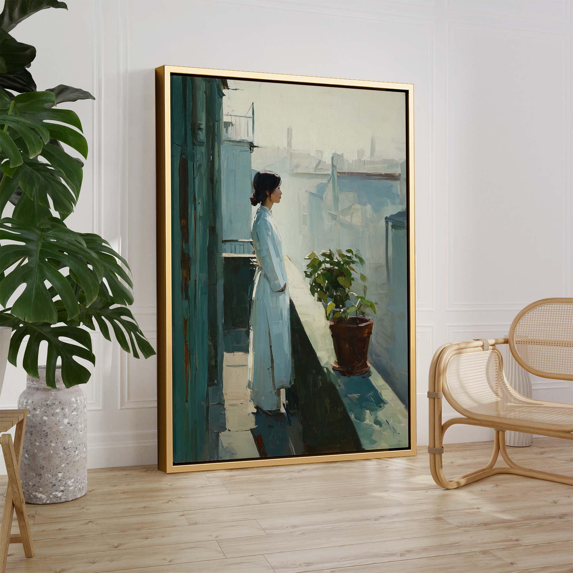 City Balcony Silence Canvas Print Canvas Art Wildfrog Art