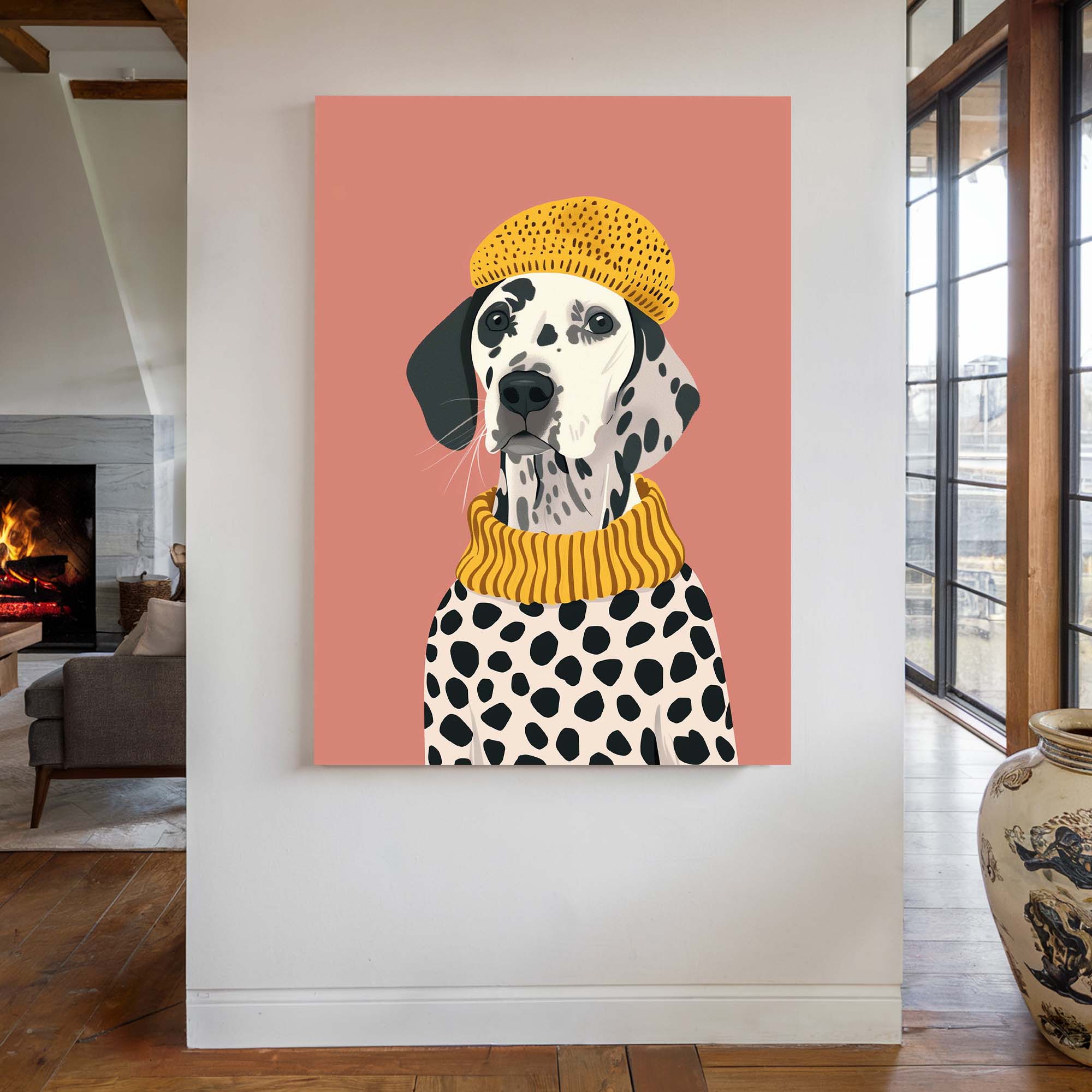 Cozy Dalmatian on Blush Canvas Print Canvas Art Wildfrog Art
