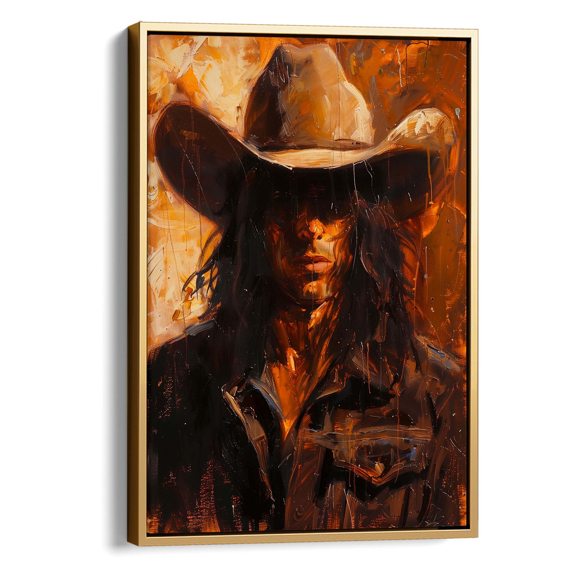 Cowboy Firelight Canvas Print Canvas Art Wildfrog Art