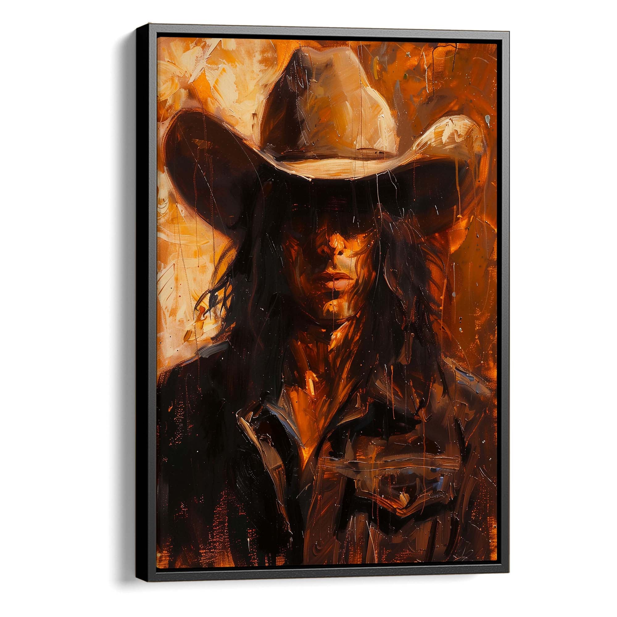 Cowboy Firelight Canvas Print Canvas Art Wildfrog Art