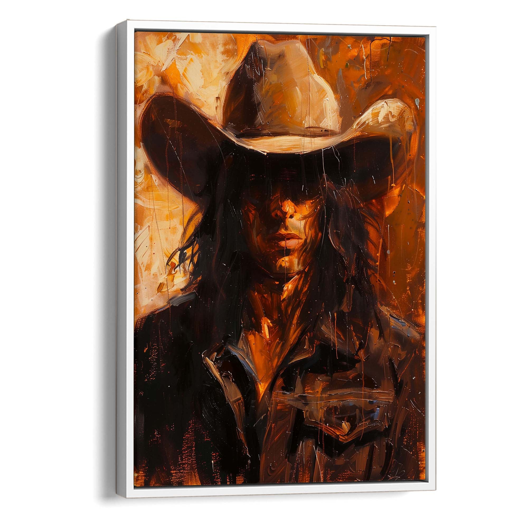 Cowboy Firelight Canvas Print Canvas Art Wildfrog Art