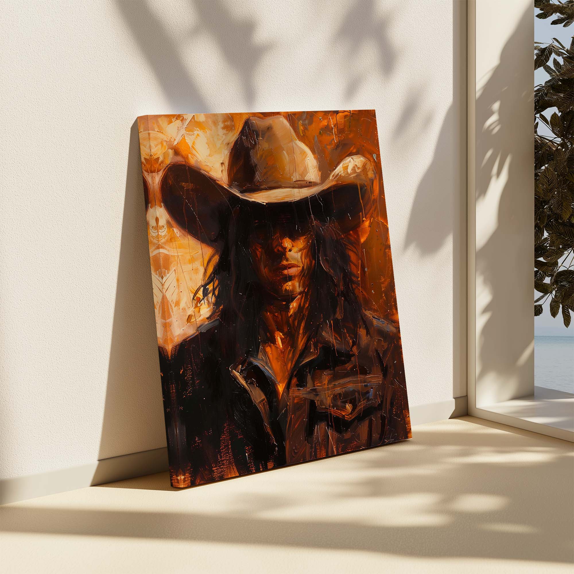 Cowboy Firelight Canvas Print Canvas Art Wildfrog Art