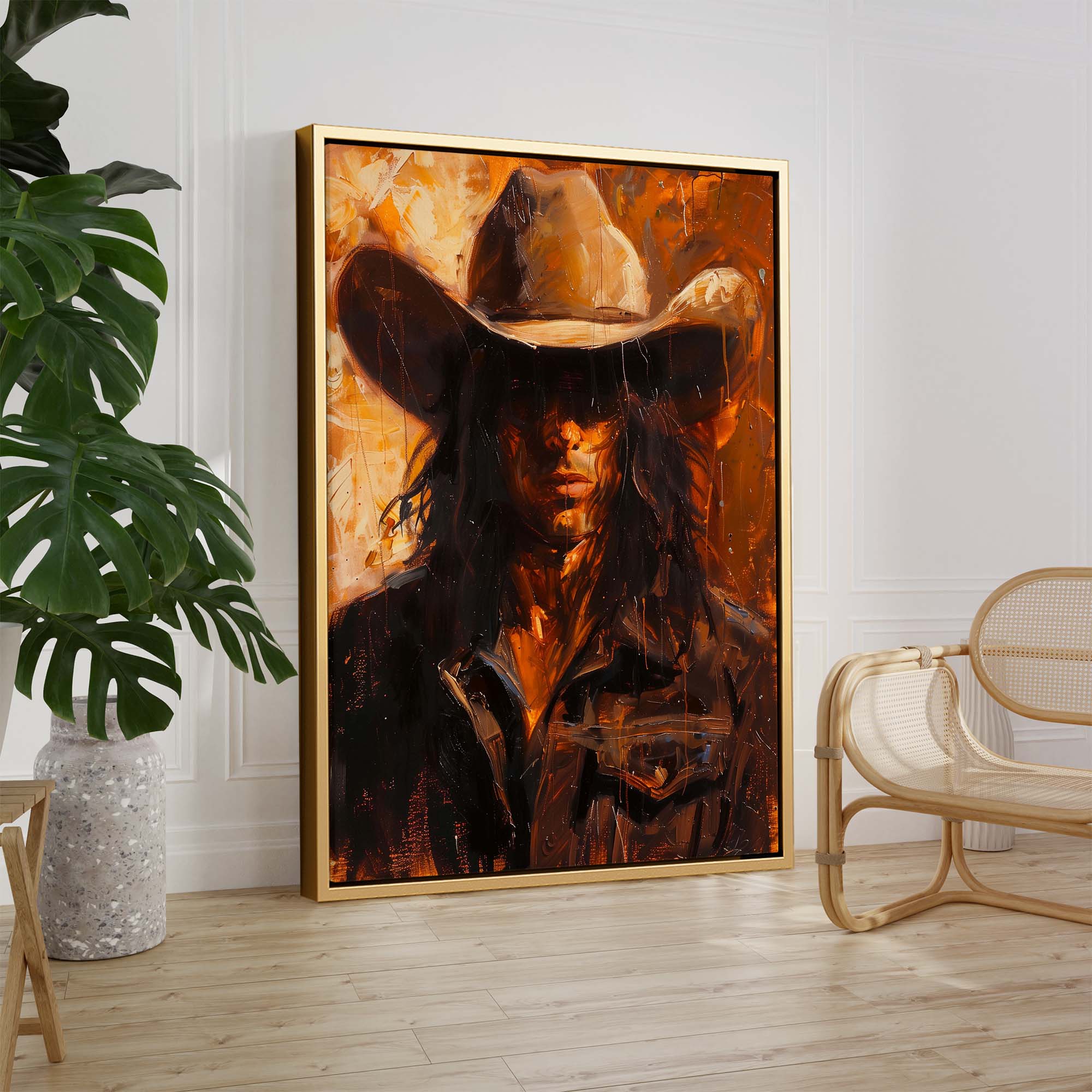 Cowboy Firelight Canvas Print Canvas Art Wildfrog Art
