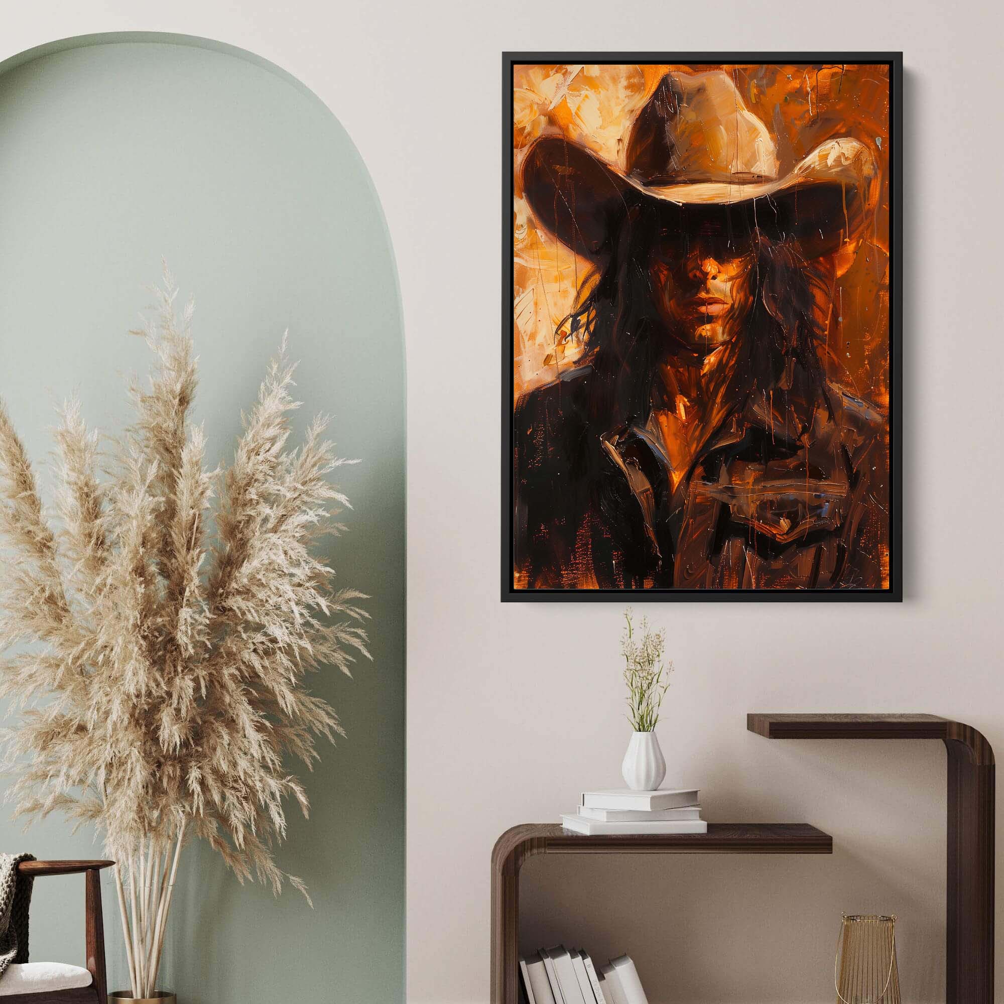 Cowboy Firelight Canvas Print Canvas Art Wildfrog Art