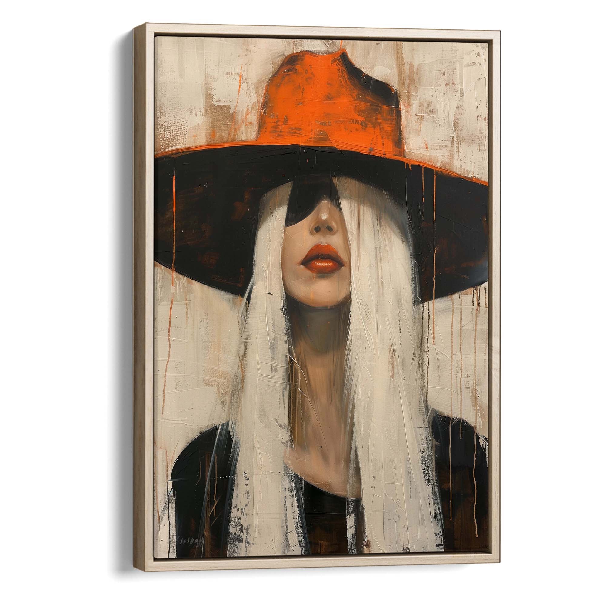 Cowgirl in the Orange Hat Canvas Print Canvas Art Wildfrog Art