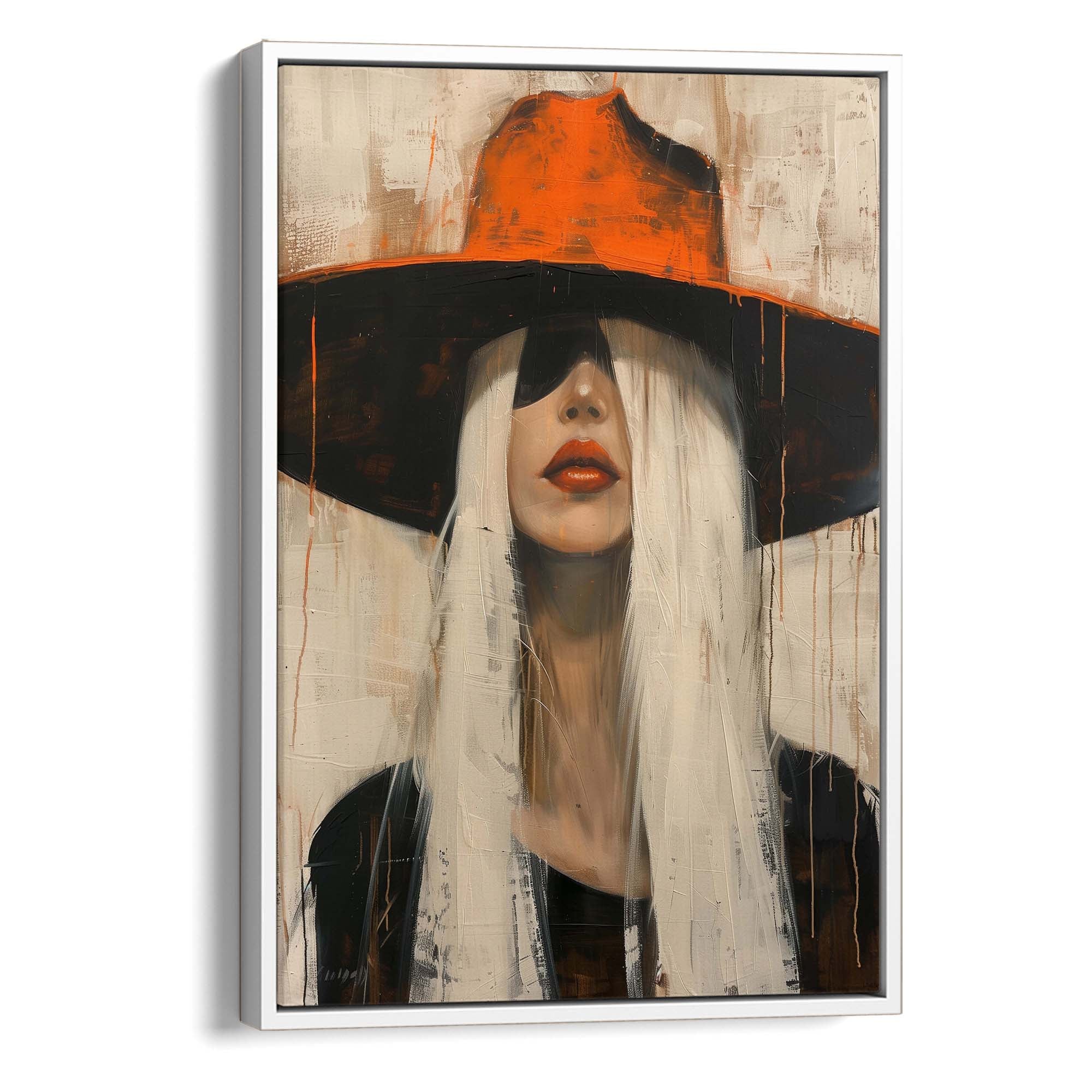 Cowgirl in the Orange Hat Canvas Print Canvas Art Wildfrog Art