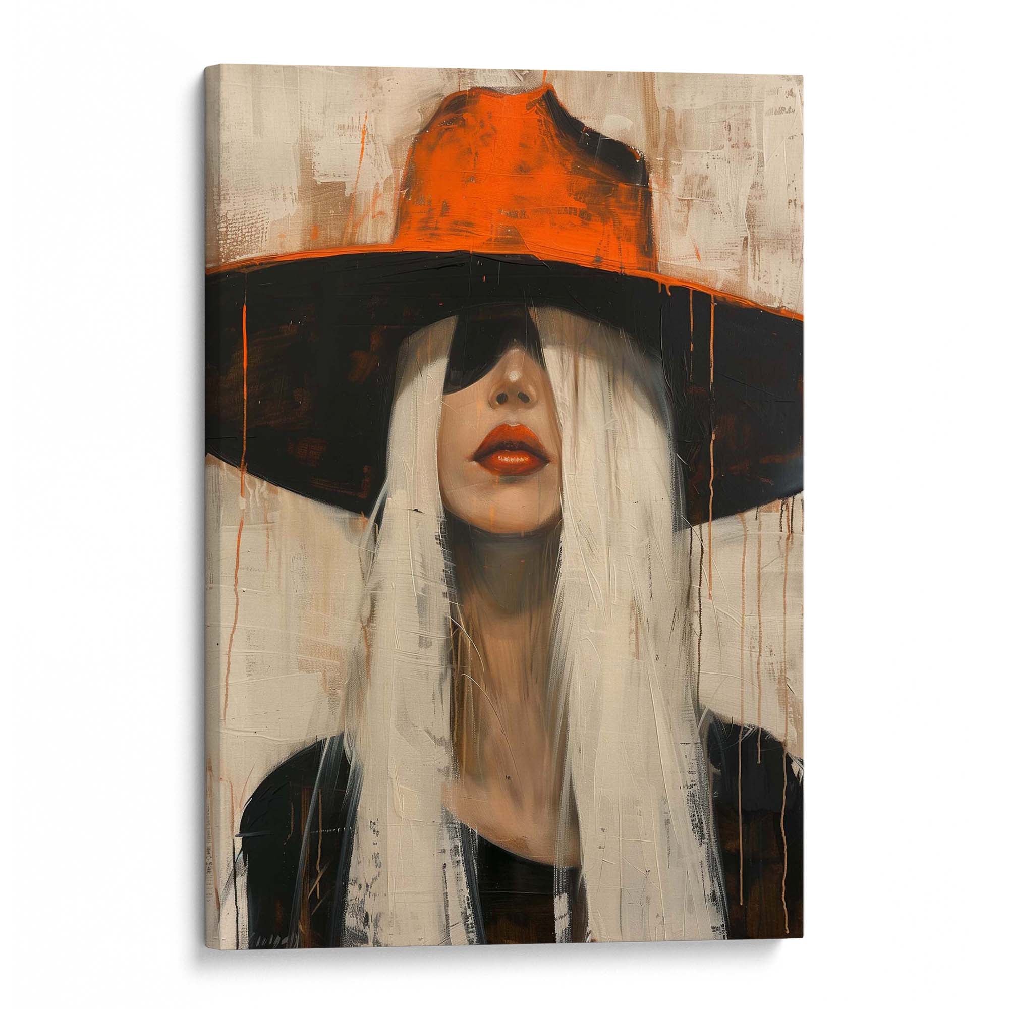 Cowgirl in the Orange Hat Canvas Print Canvas Art Wildfrog Art