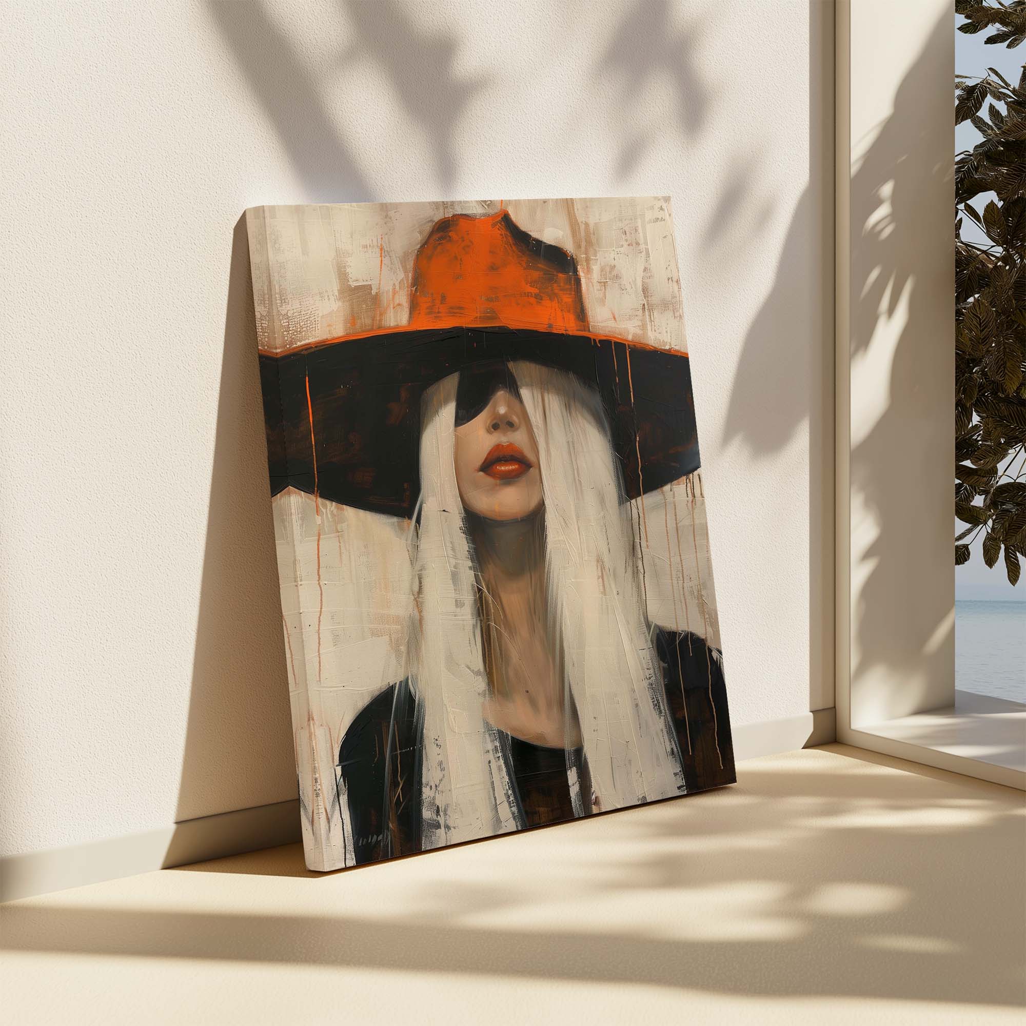 Cowgirl in the Orange Hat Canvas Print Canvas Art Wildfrog Art