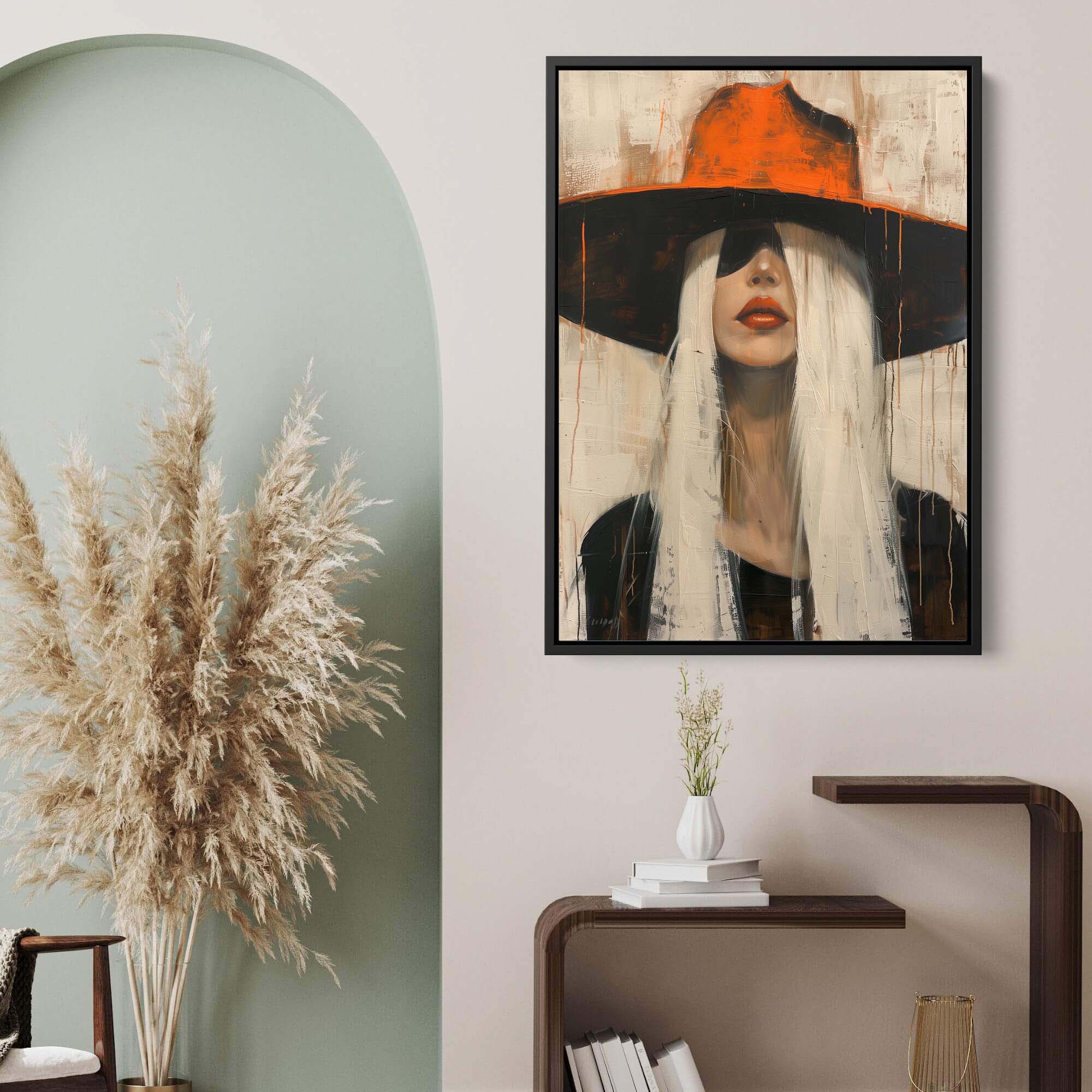 Cowgirl in the Orange Hat Canvas Print Canvas Art Wildfrog Art