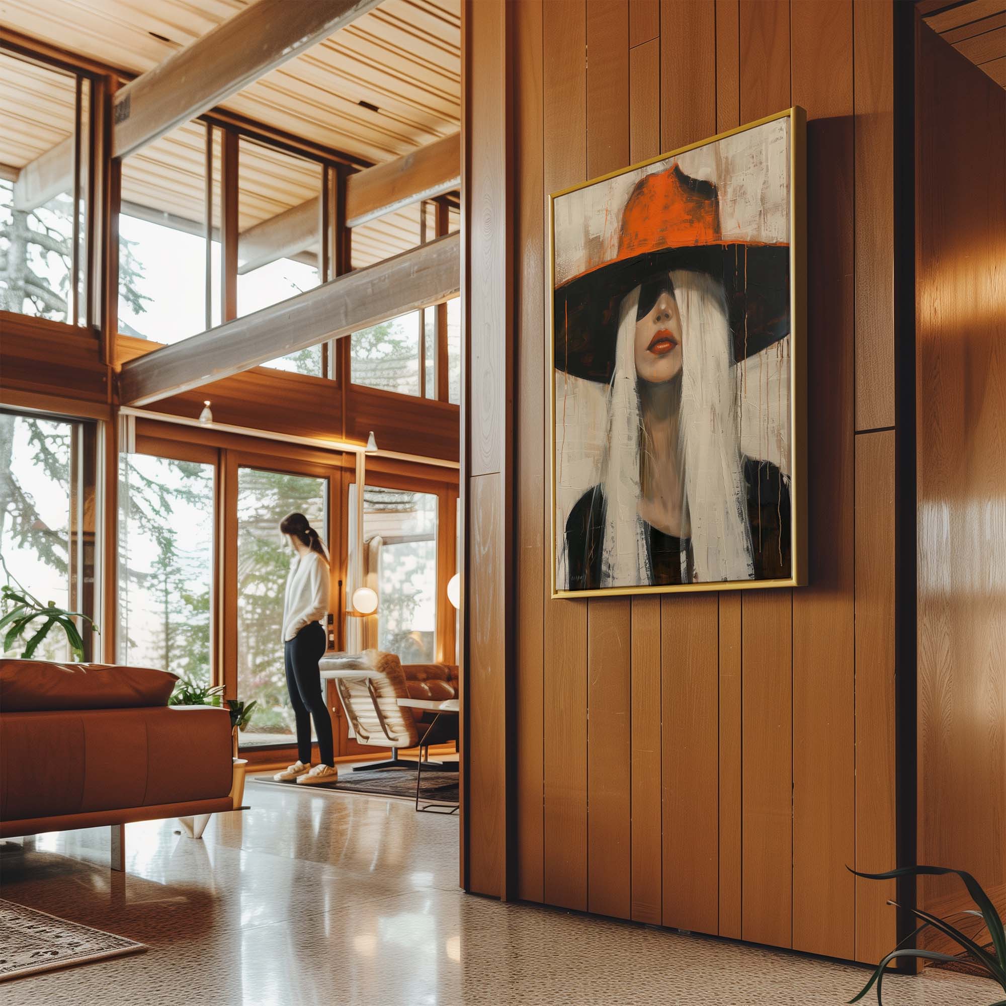 Cowgirl in the Orange Hat Canvas Print Canvas Art Wildfrog Art